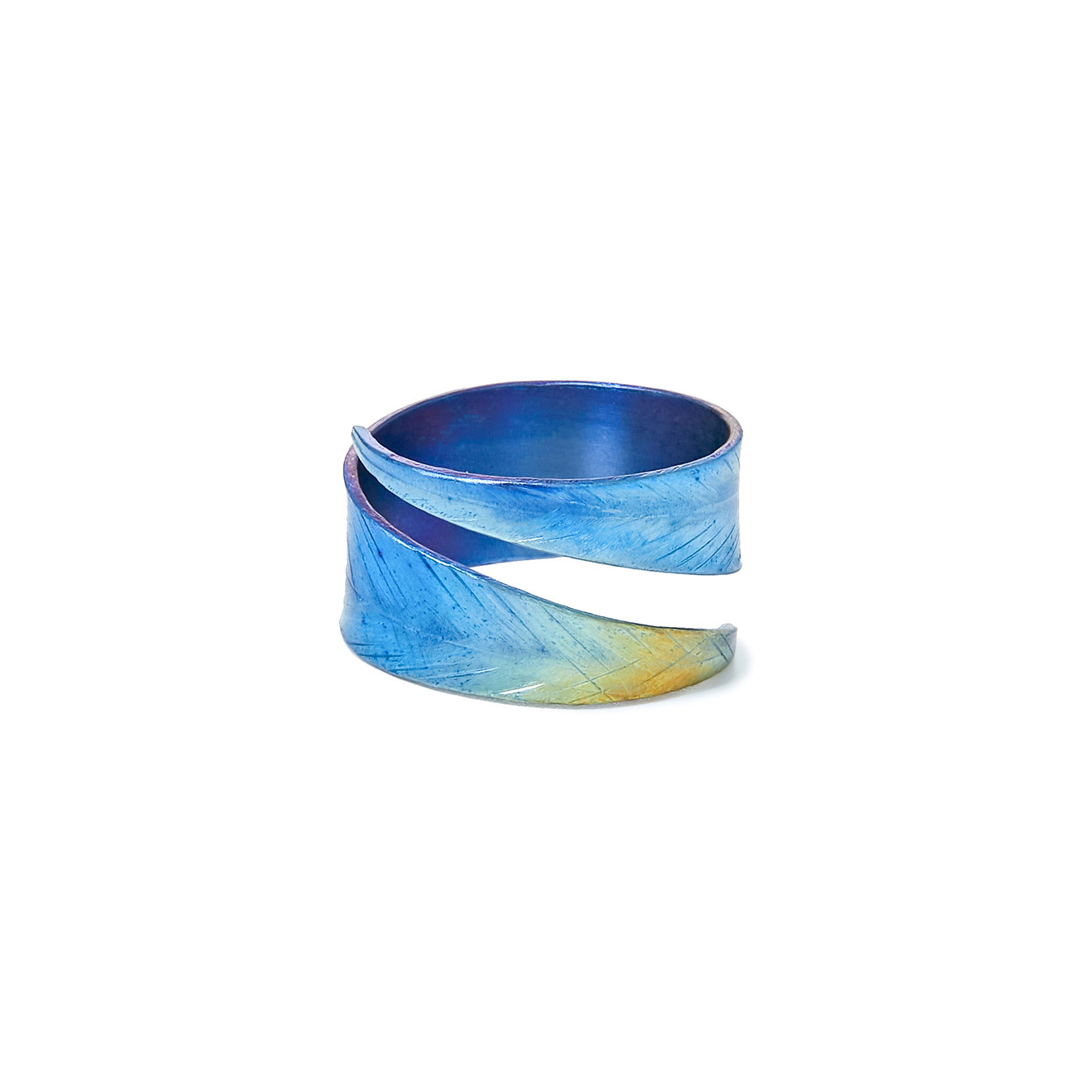 FlyInHome Синее кольцо-лист из титана фото