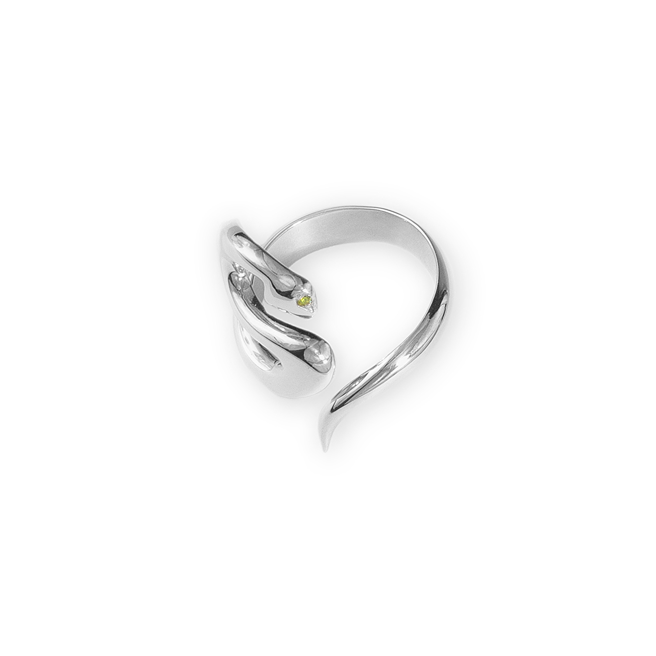 Moonka Кольцо-полоз из серебра с демантоидом moonka позолоченное кольцо из серебра с малахитом
