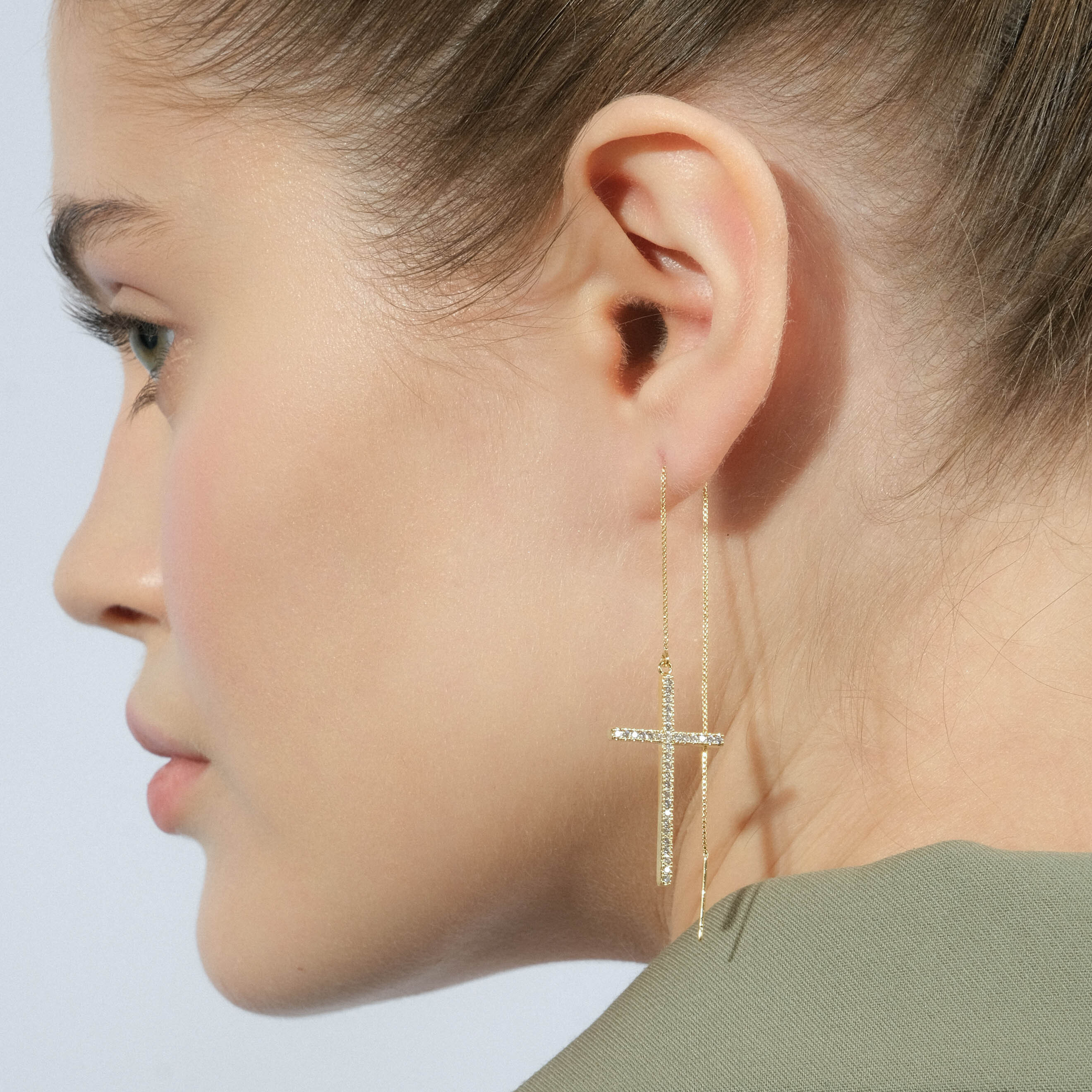 Golden Cross Broach Earrings