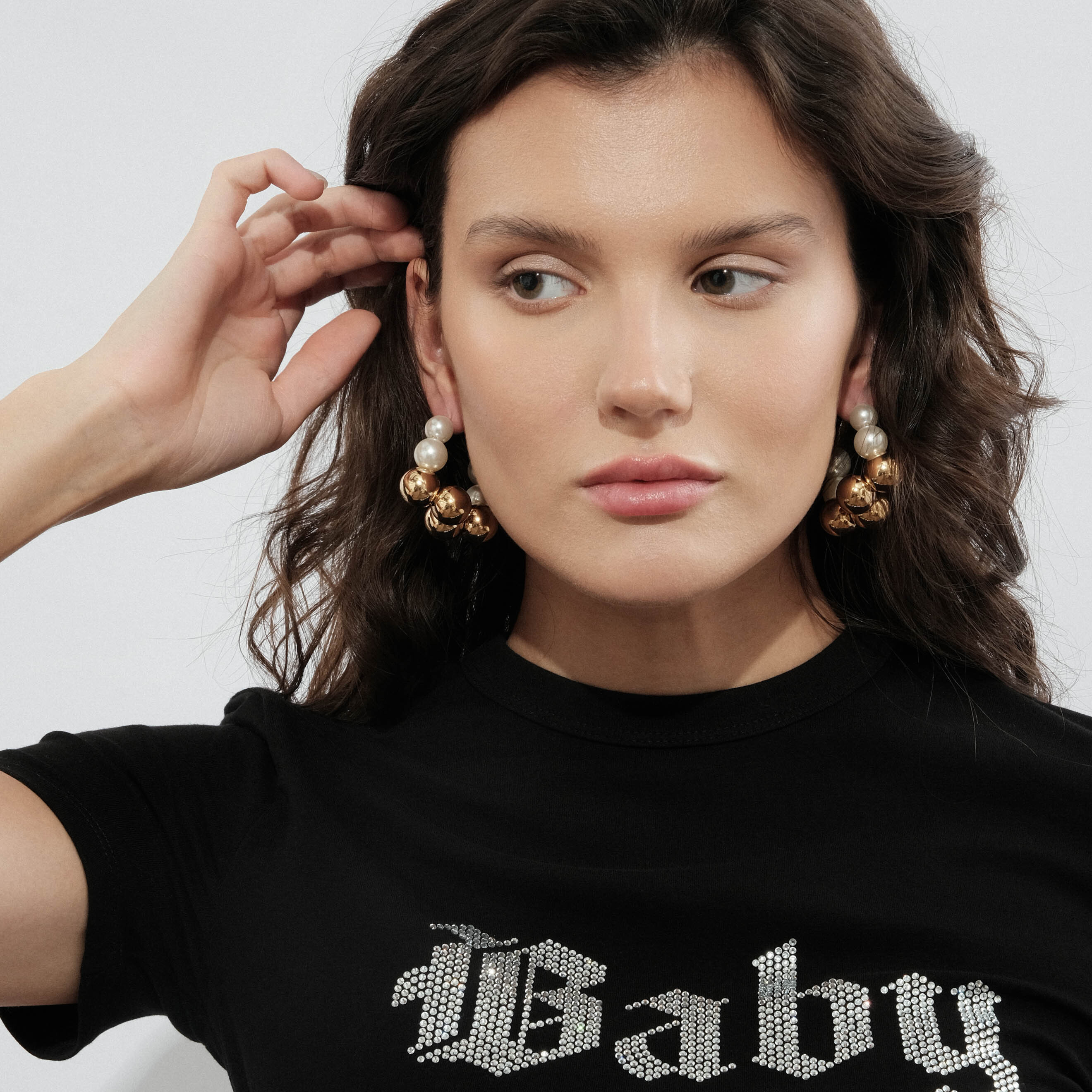 hoop earrings with pearls and voluminous beads