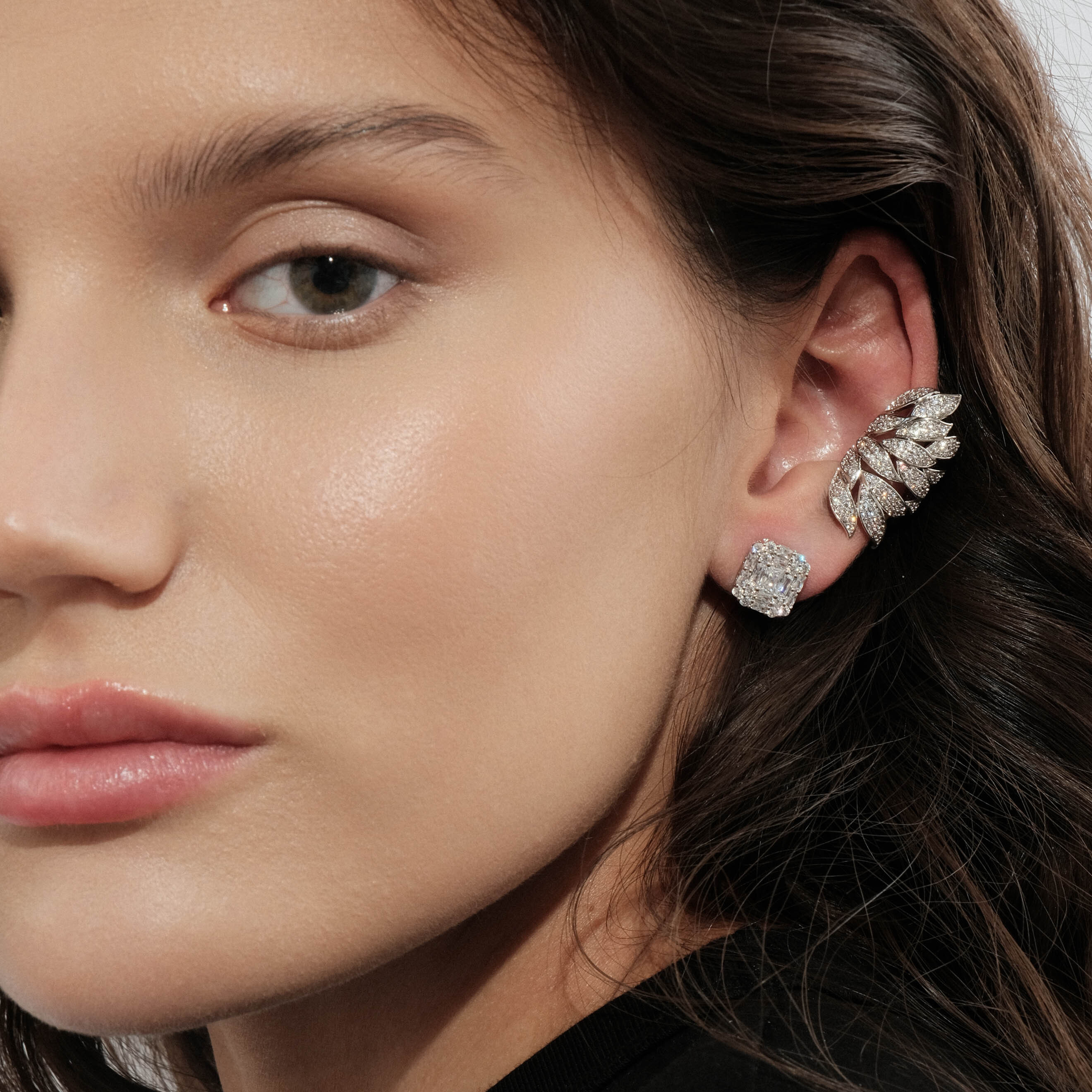 Silver Square Stud Earrings