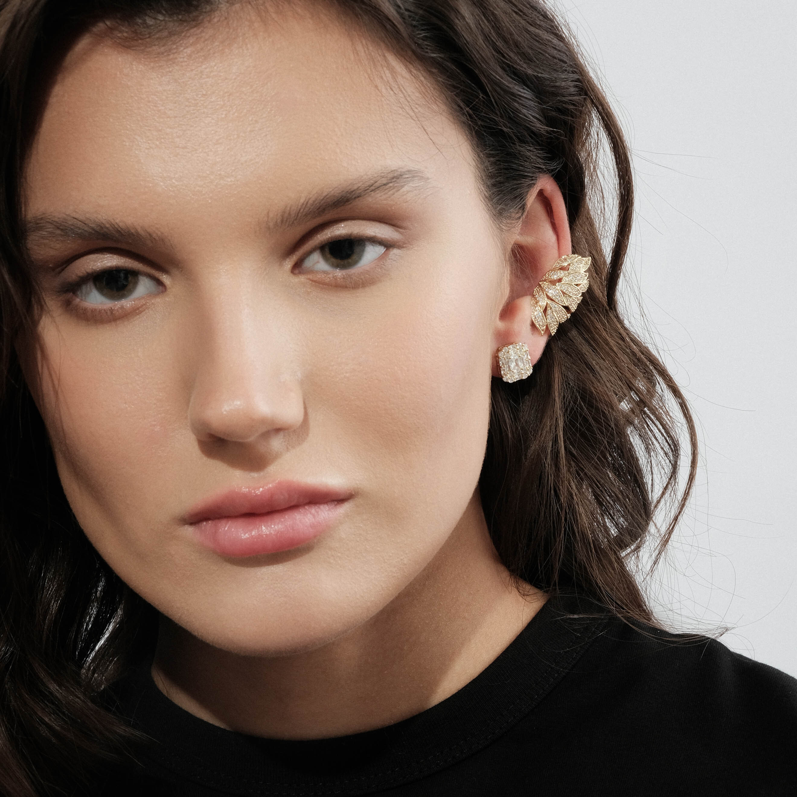 Golden Square Stud Earrings