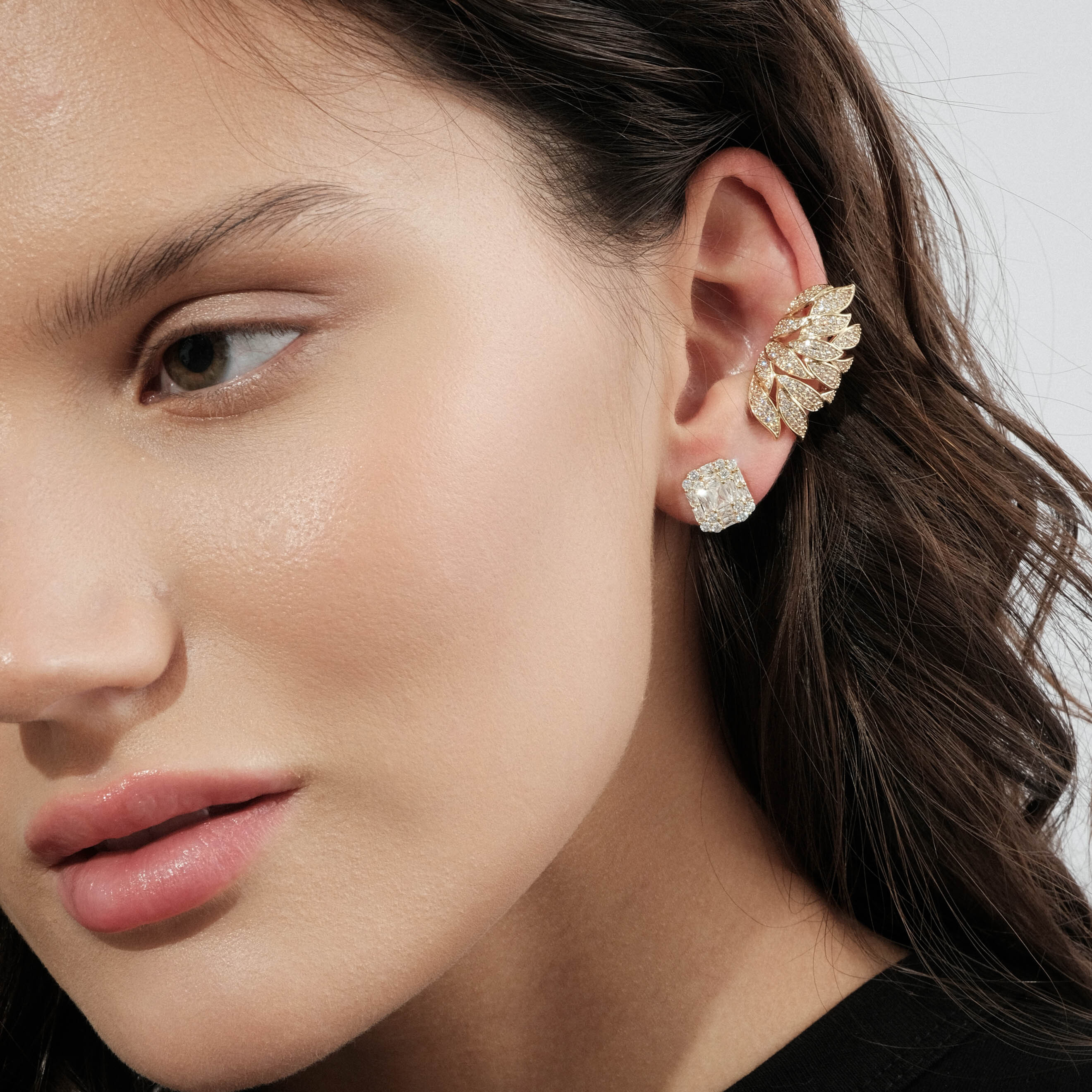 Golden Square Stud Earrings