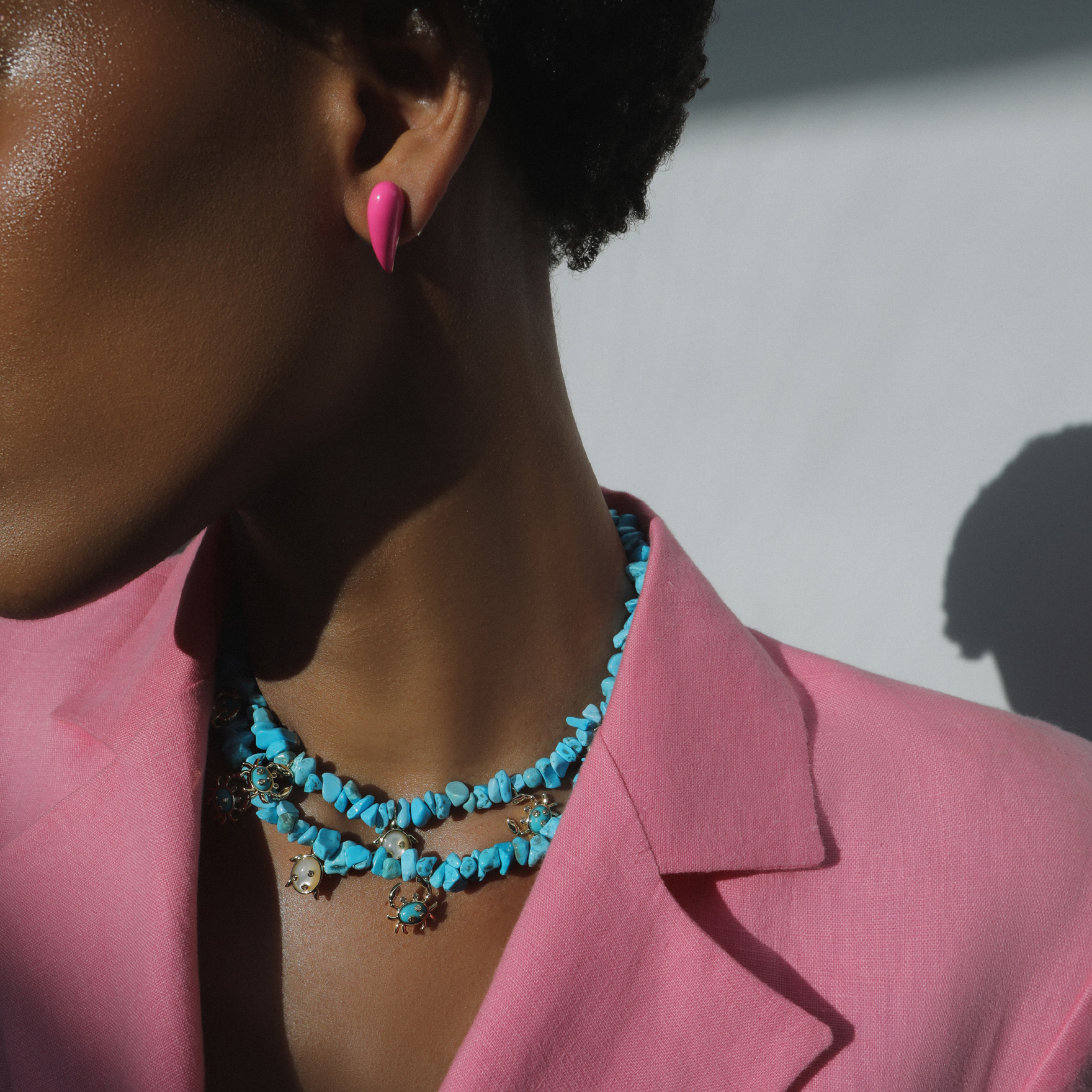 Neon Pink Enamel Earrings