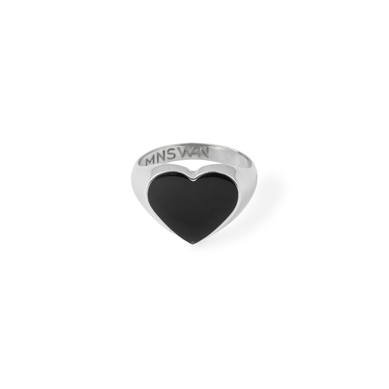 Moonswoon Кольцо-печатка из серебра с черным сердцем