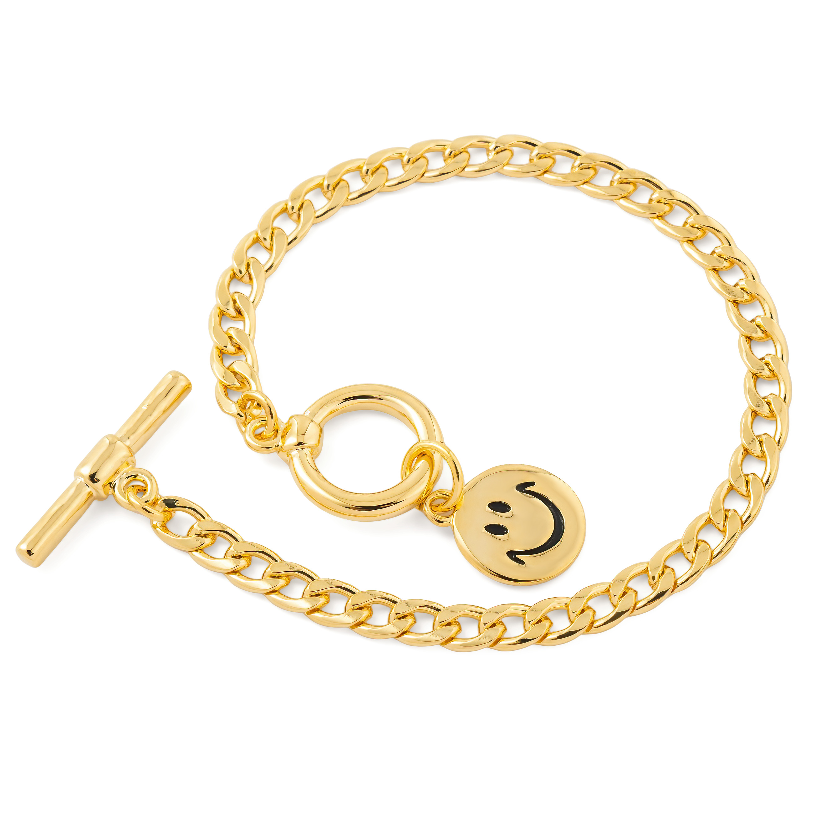 Golden bracelet with a smiley face
