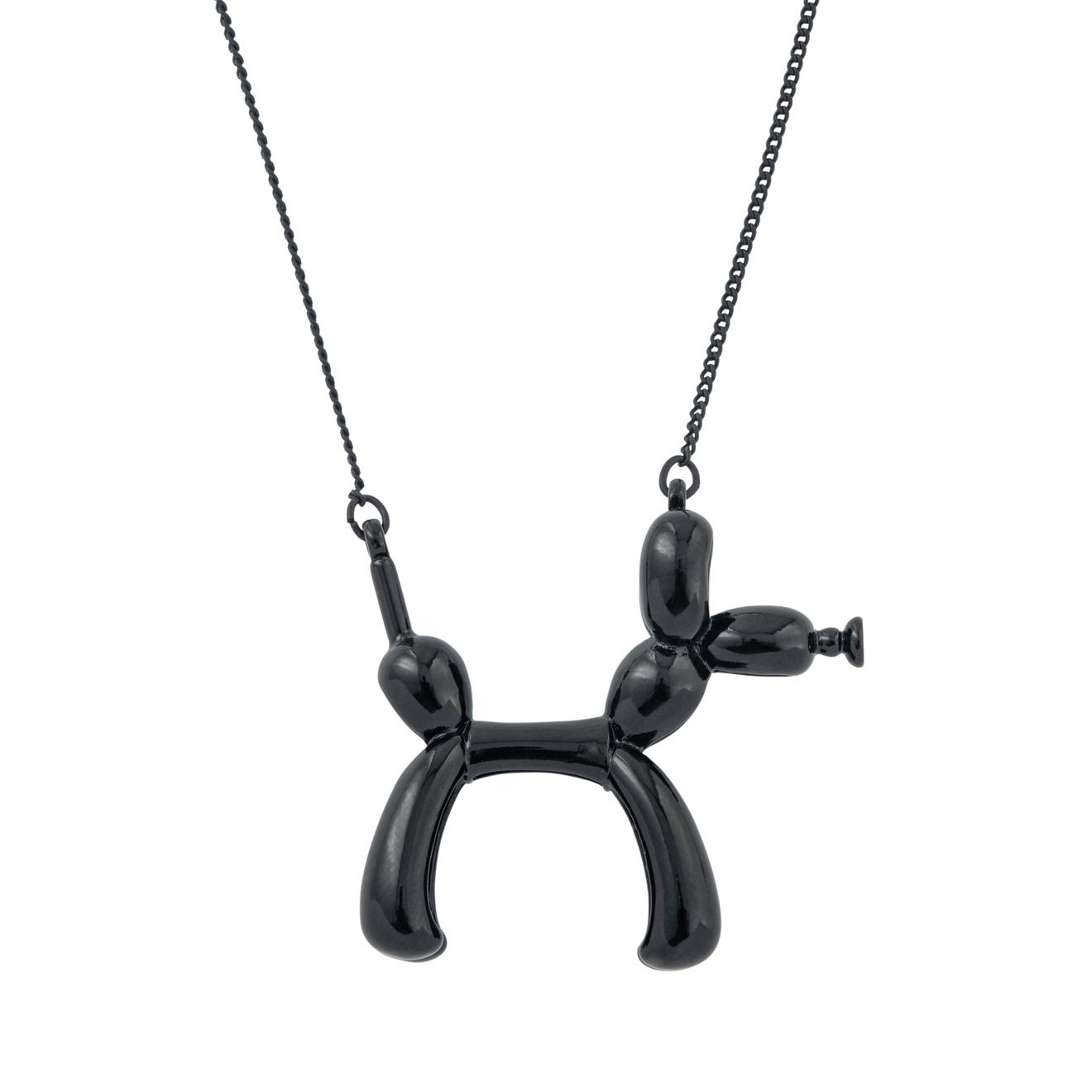 цена Aqua Черное колье-цепочка с черной подвеской собачкой