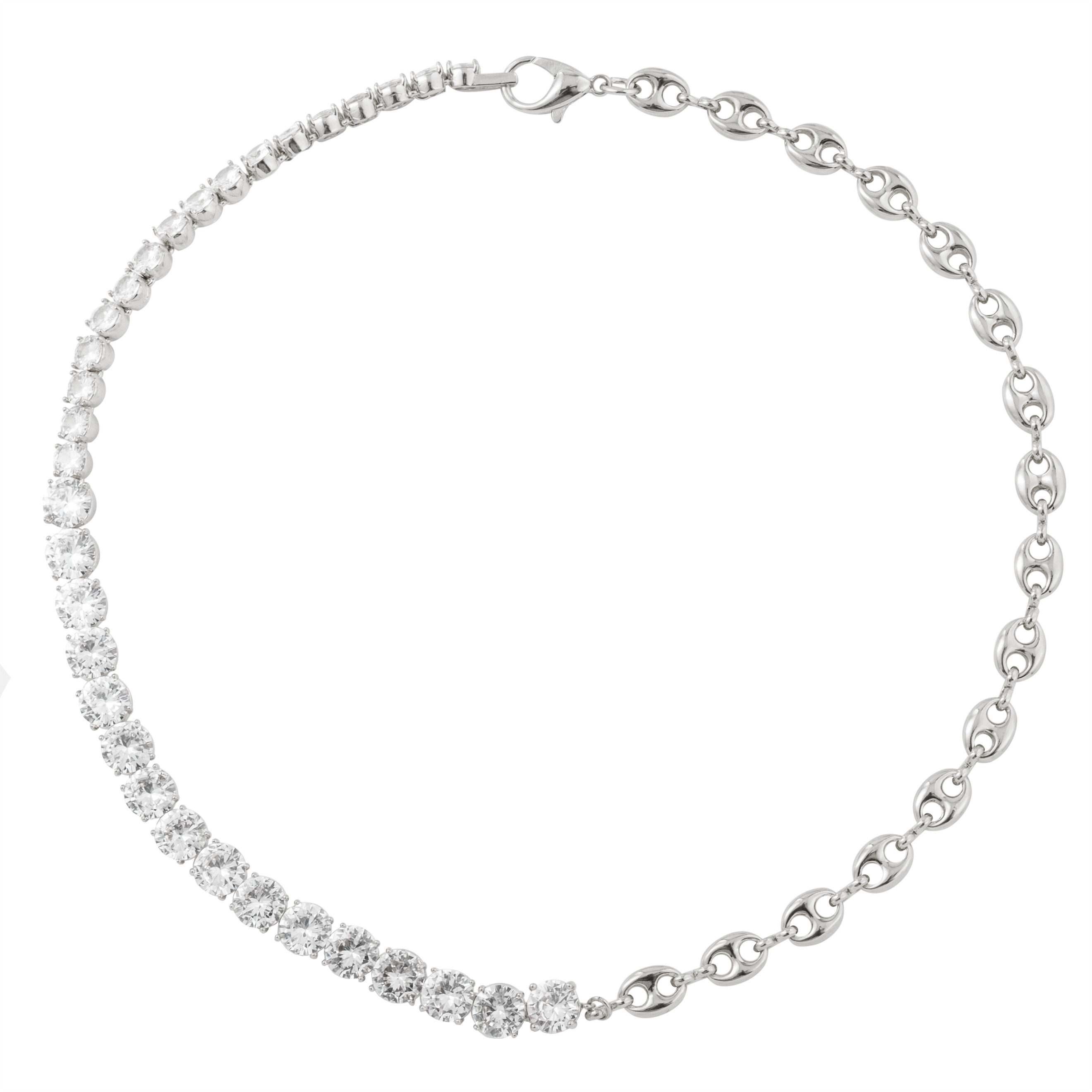 Silver necklace with white crystals