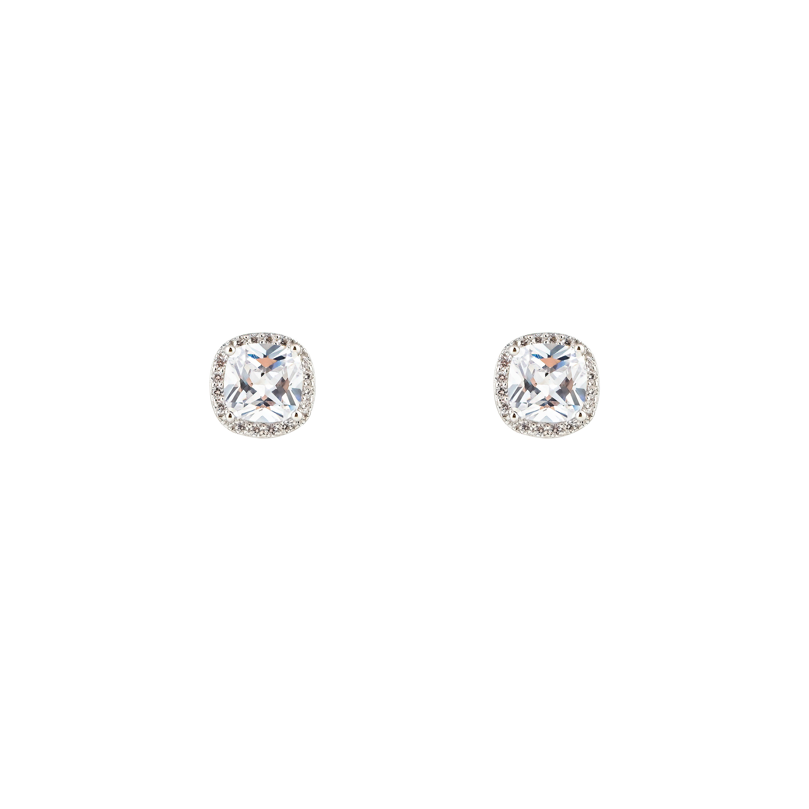 Silver earrings with a white crystal in a pava of crystals