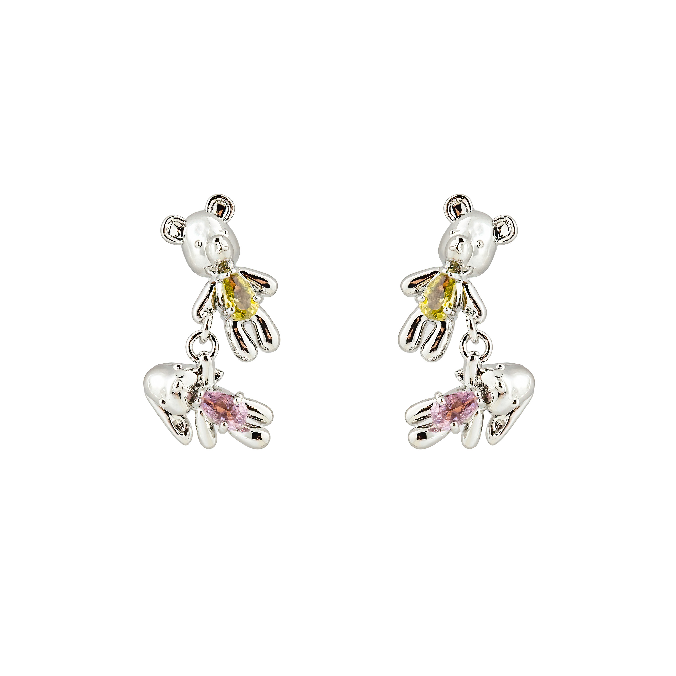 Silver teddy bear and bunny earrings