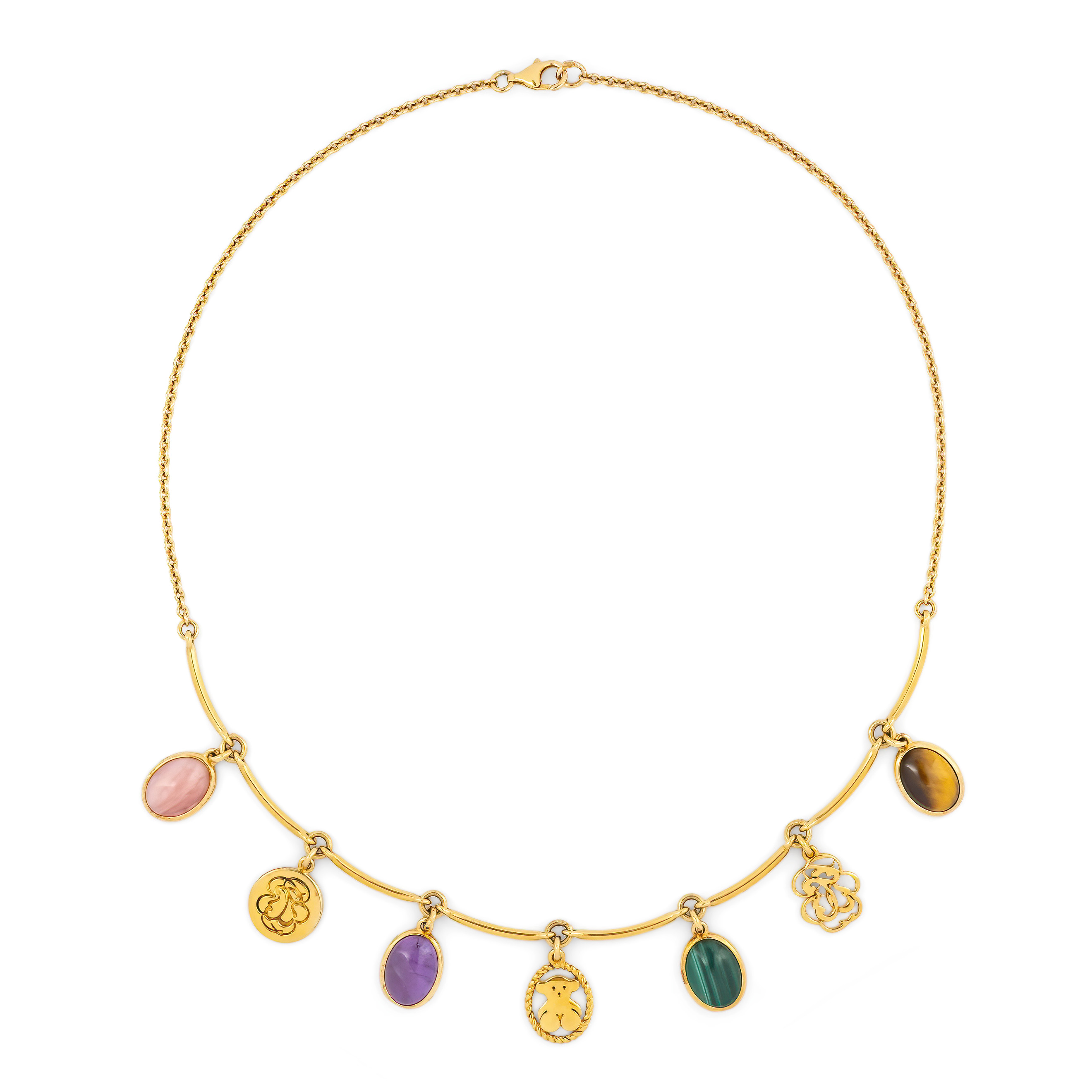 Camee necklace made of vermelion with precious stones