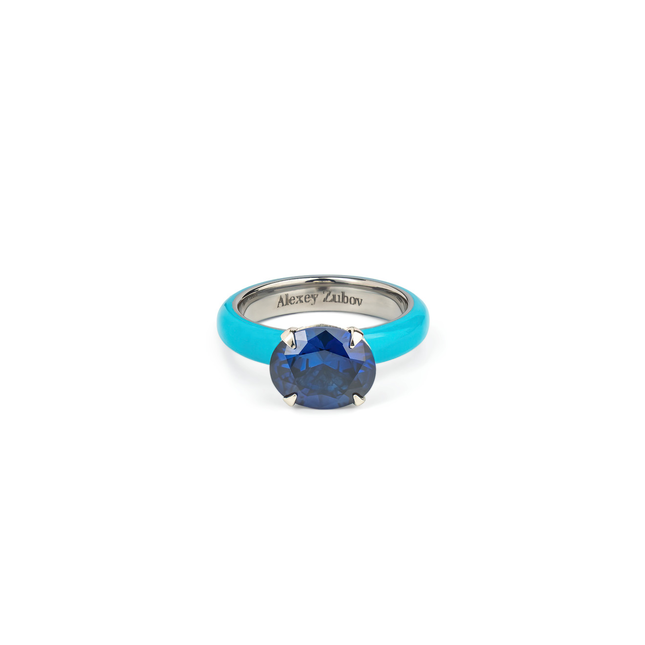 AlexeyZubov Кольцо с сапфиром с голубой высокотехнологичной керамикой серебряное кольцо с сапфиром натуральный коллекция мона без покрытия размер 22 5