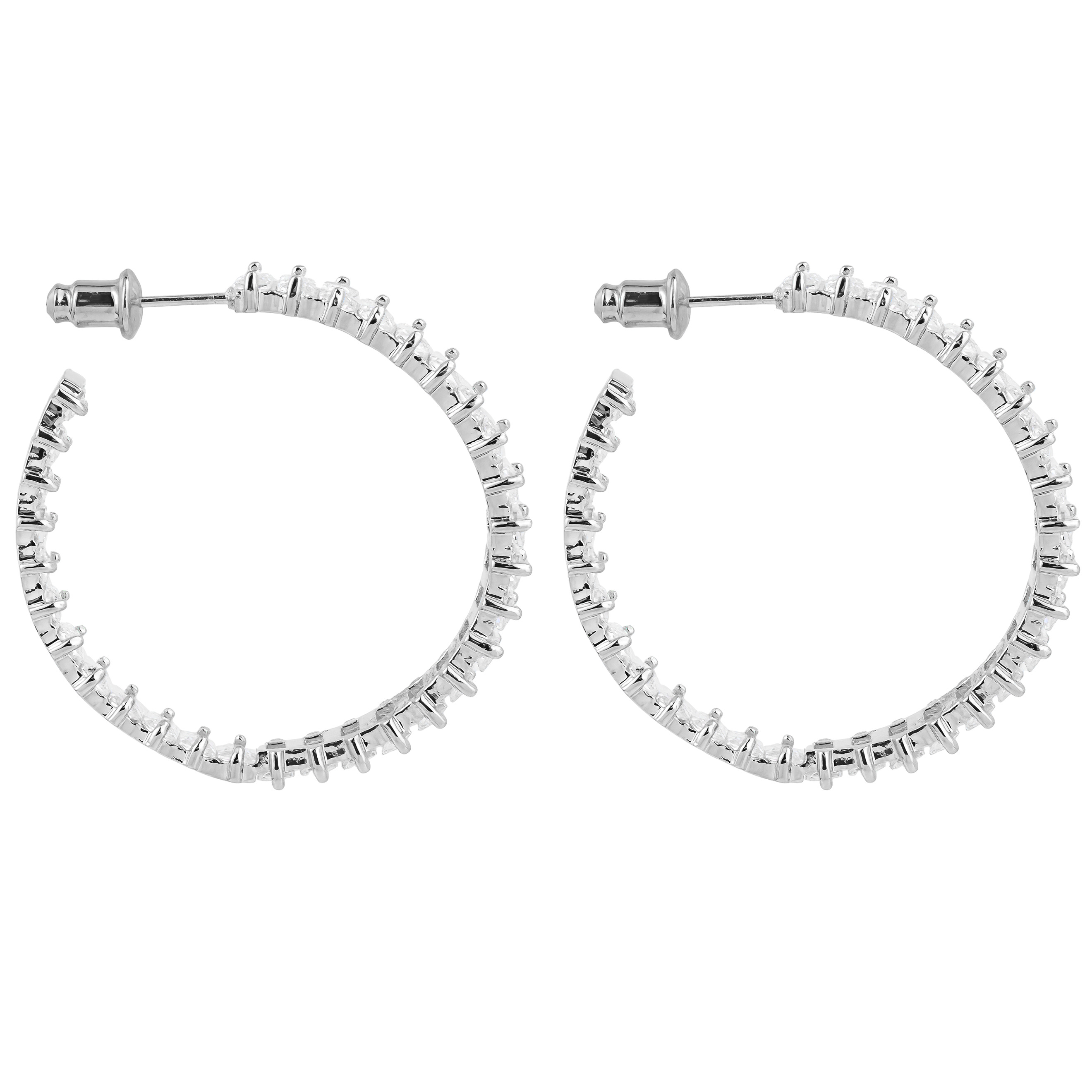 Silver Ring Earrings with white crystals