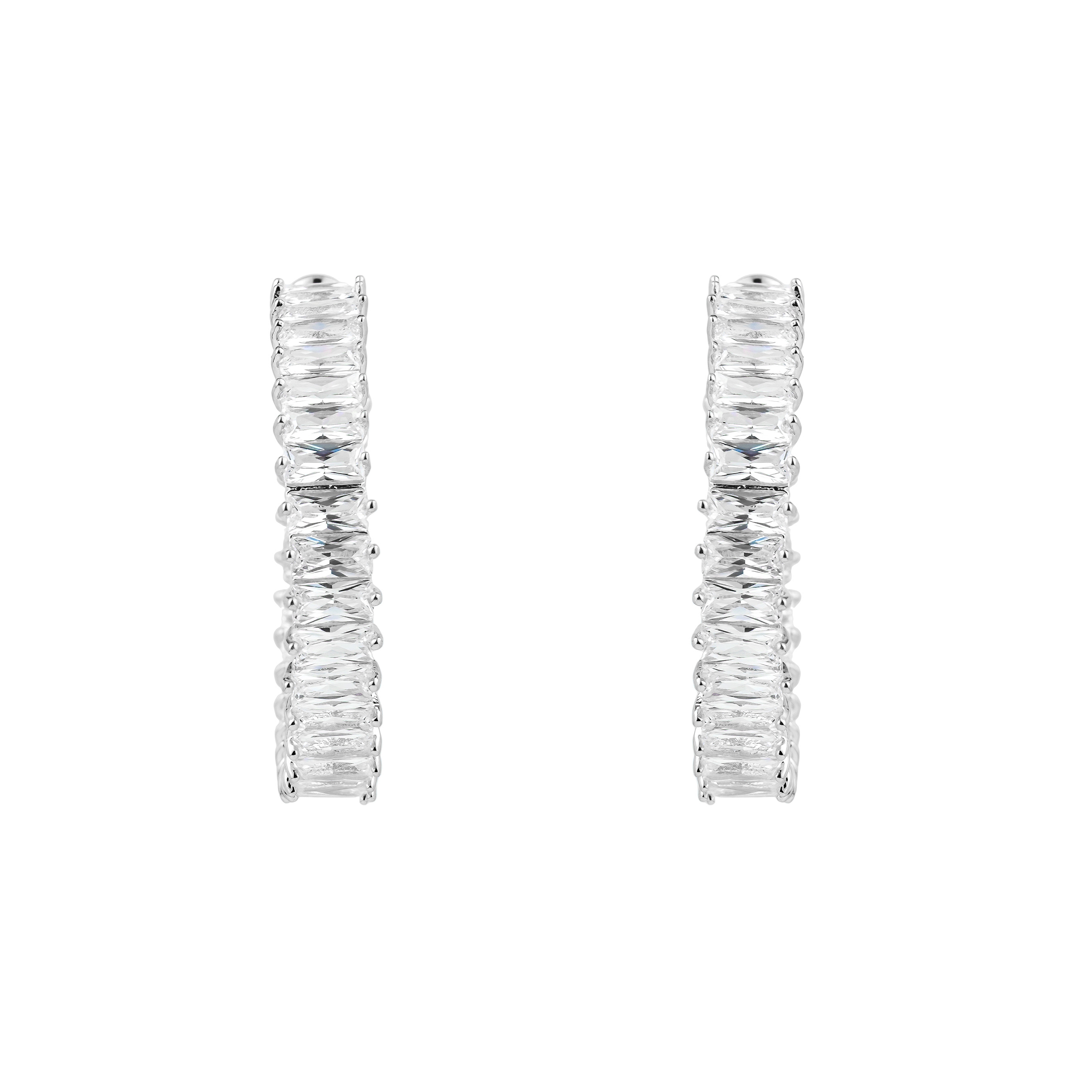 Silver Ring Earrings with white crystals