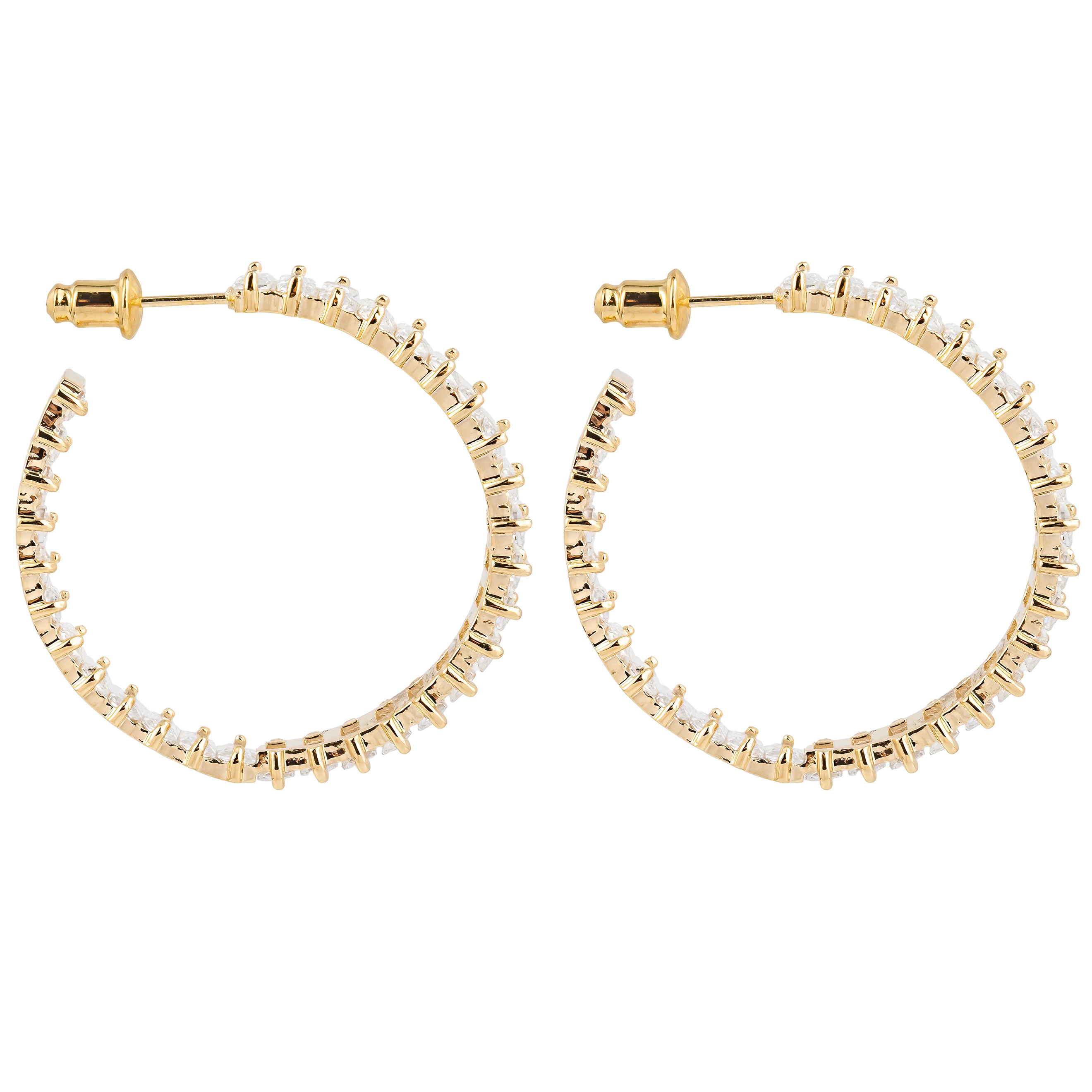 Golden ring Earrings with white crystals
