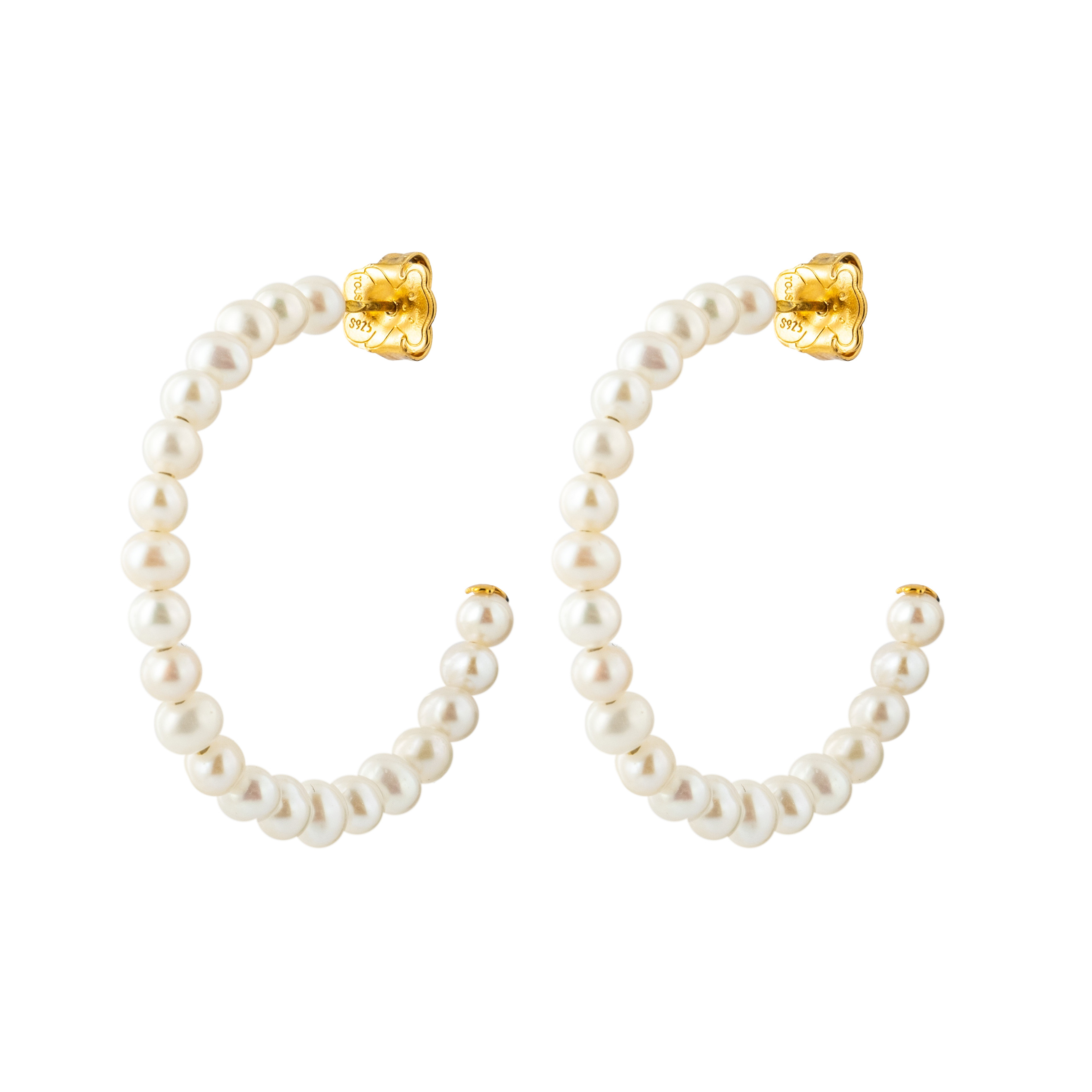Gloss Hoop Earrings with Pearls