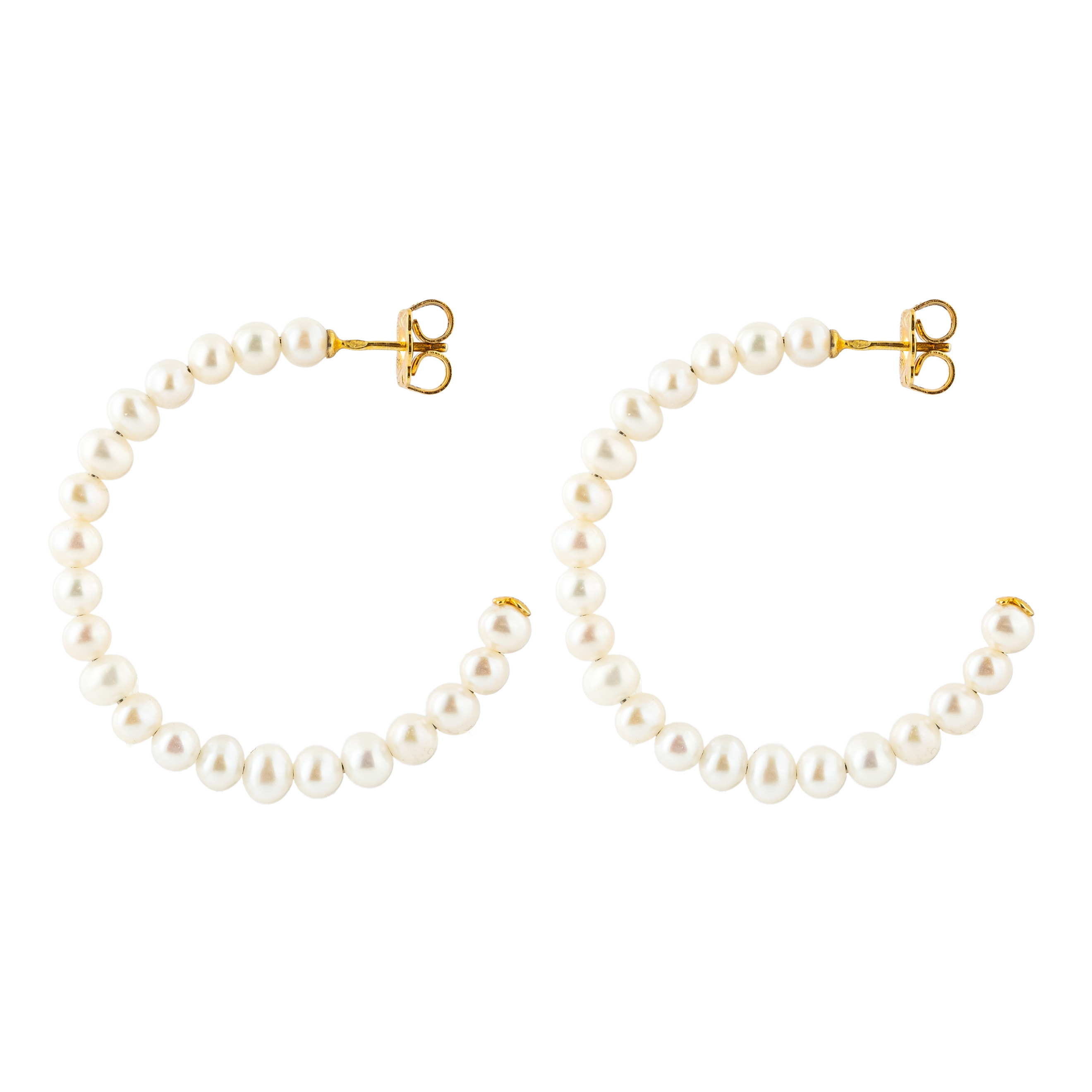 Gloss Hoop Earrings with Pearls