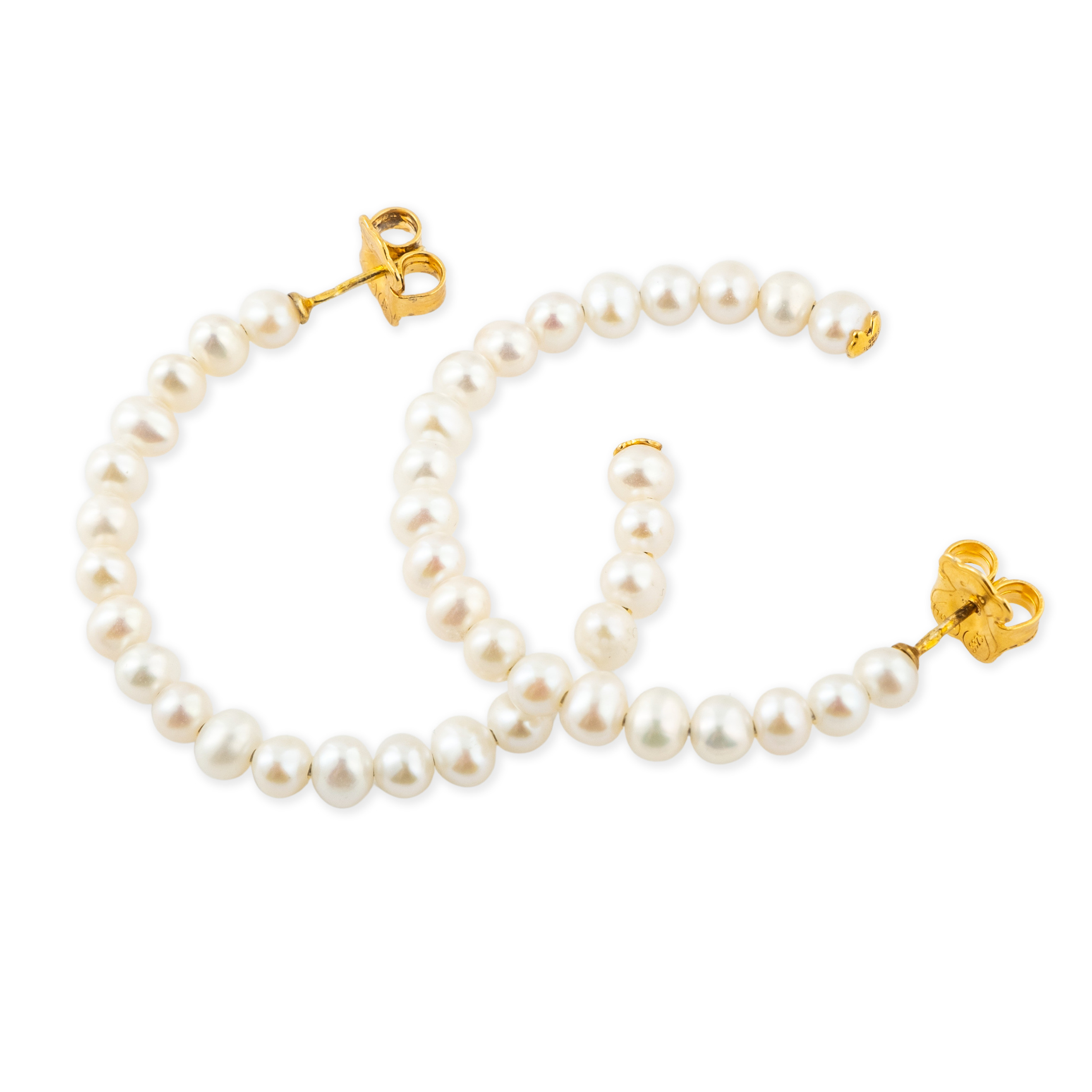 Gloss Hoop Earrings with Pearls