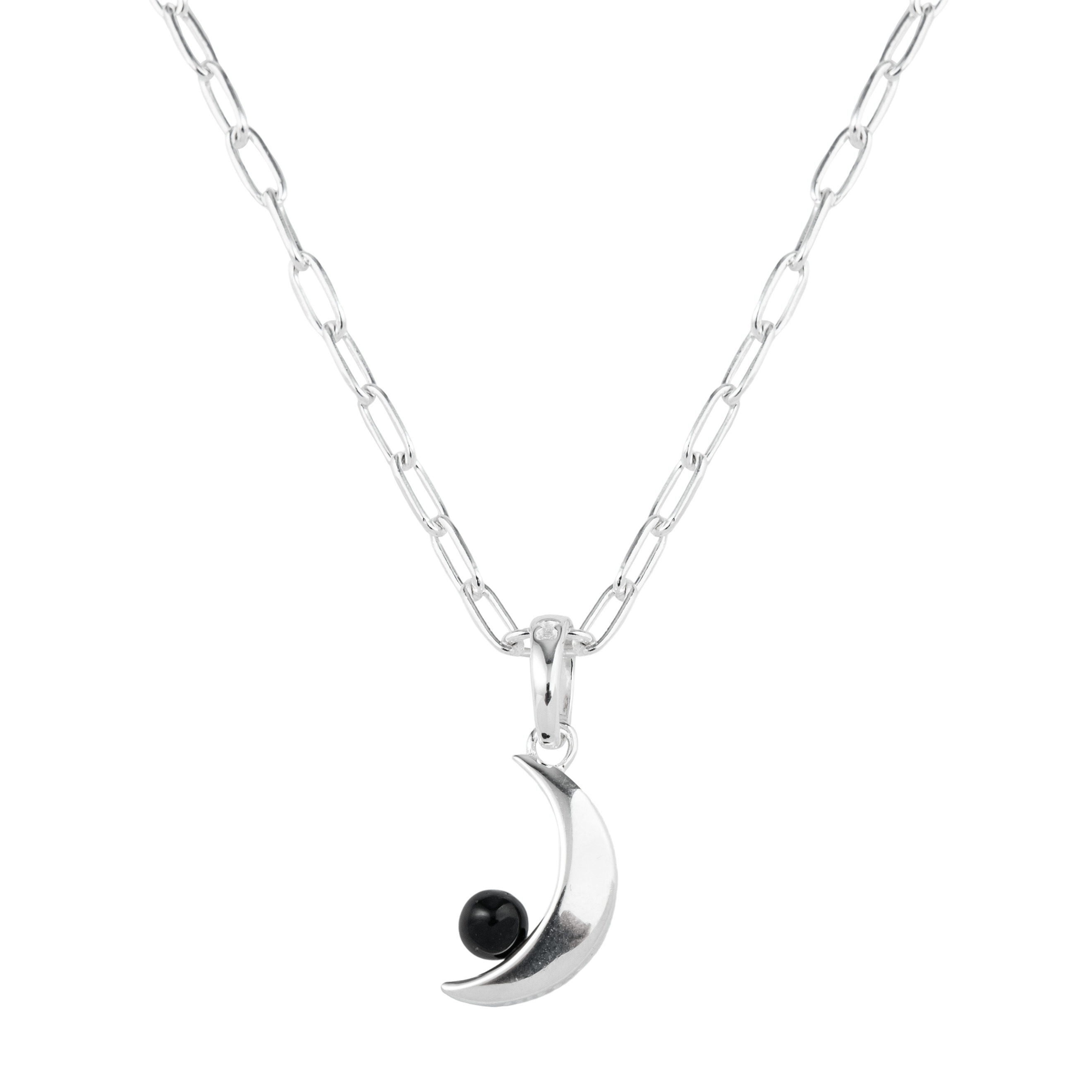 Magic Nature Silver necklace with moon and spinel
