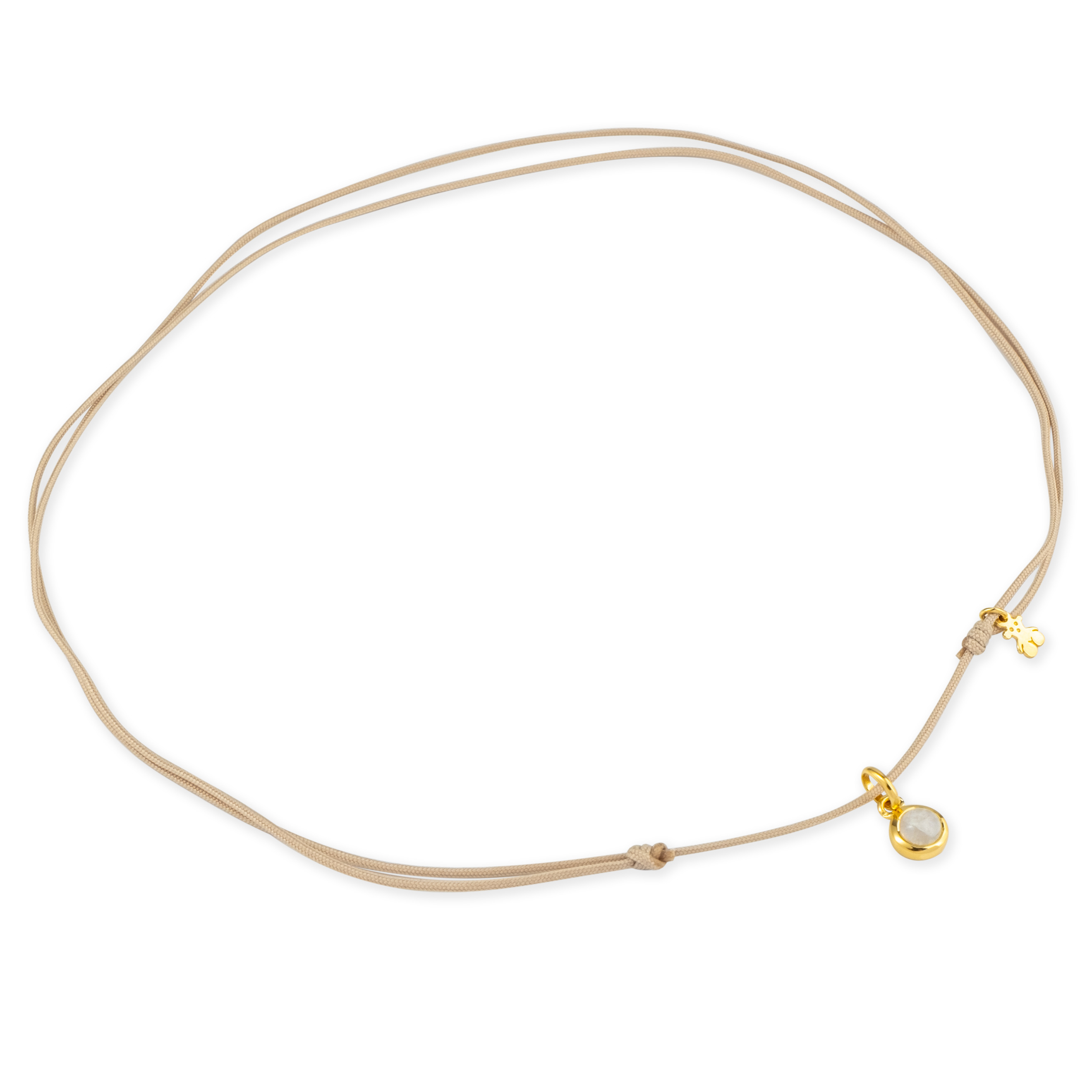 Magic Nature necklace with moonstone on beige lace