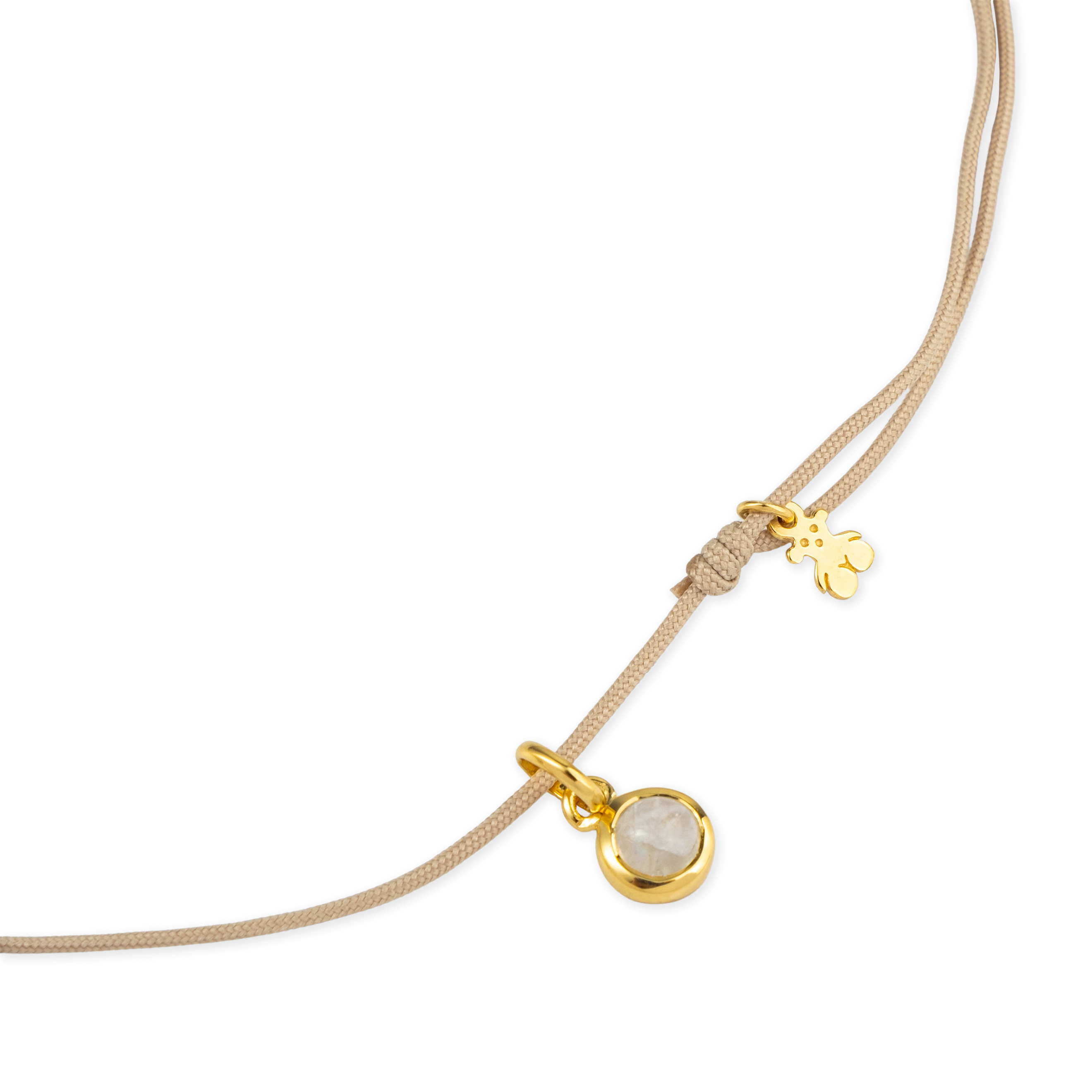 Magic Nature necklace with moonstone on beige lace