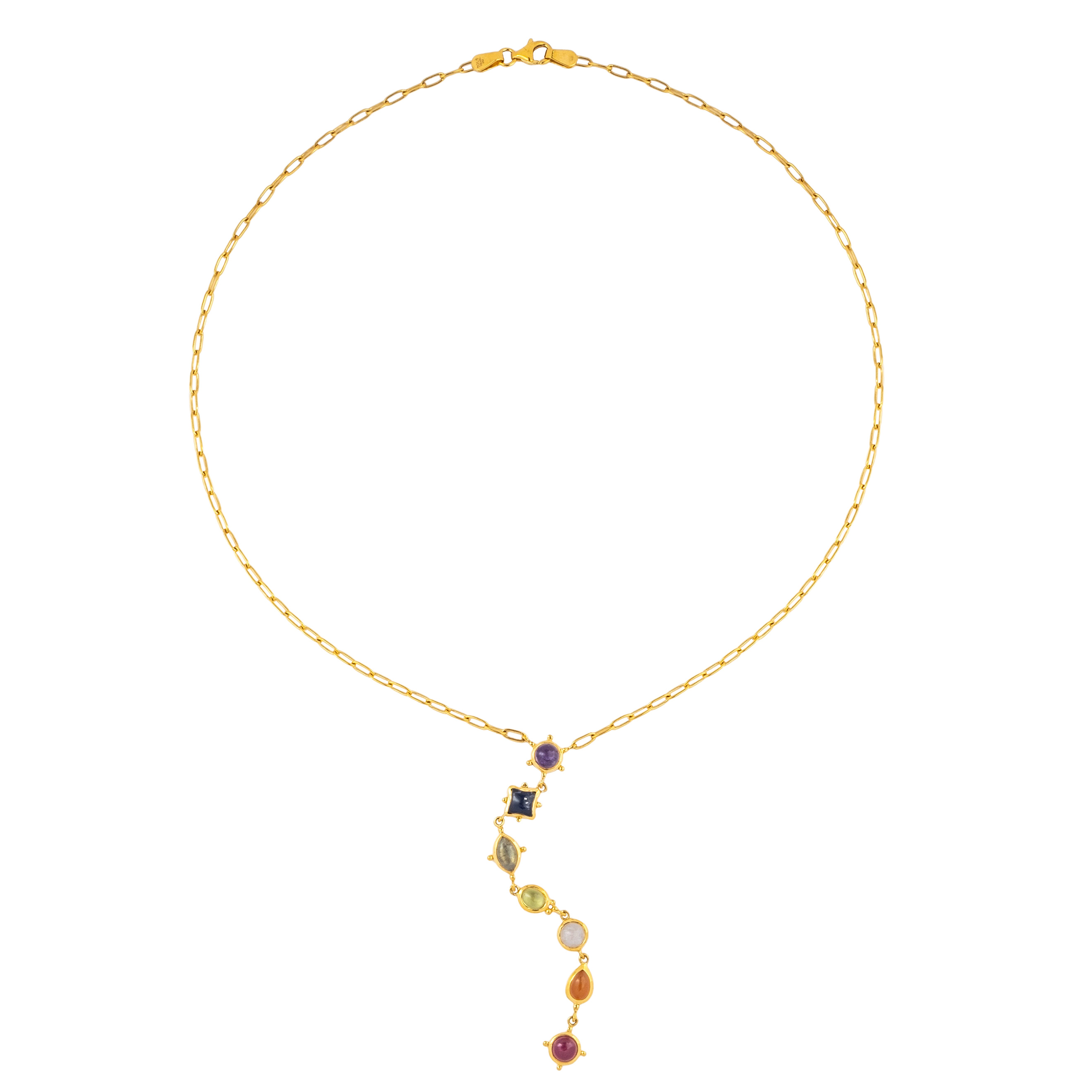 Magic Nature necklace with a strip of precious stones