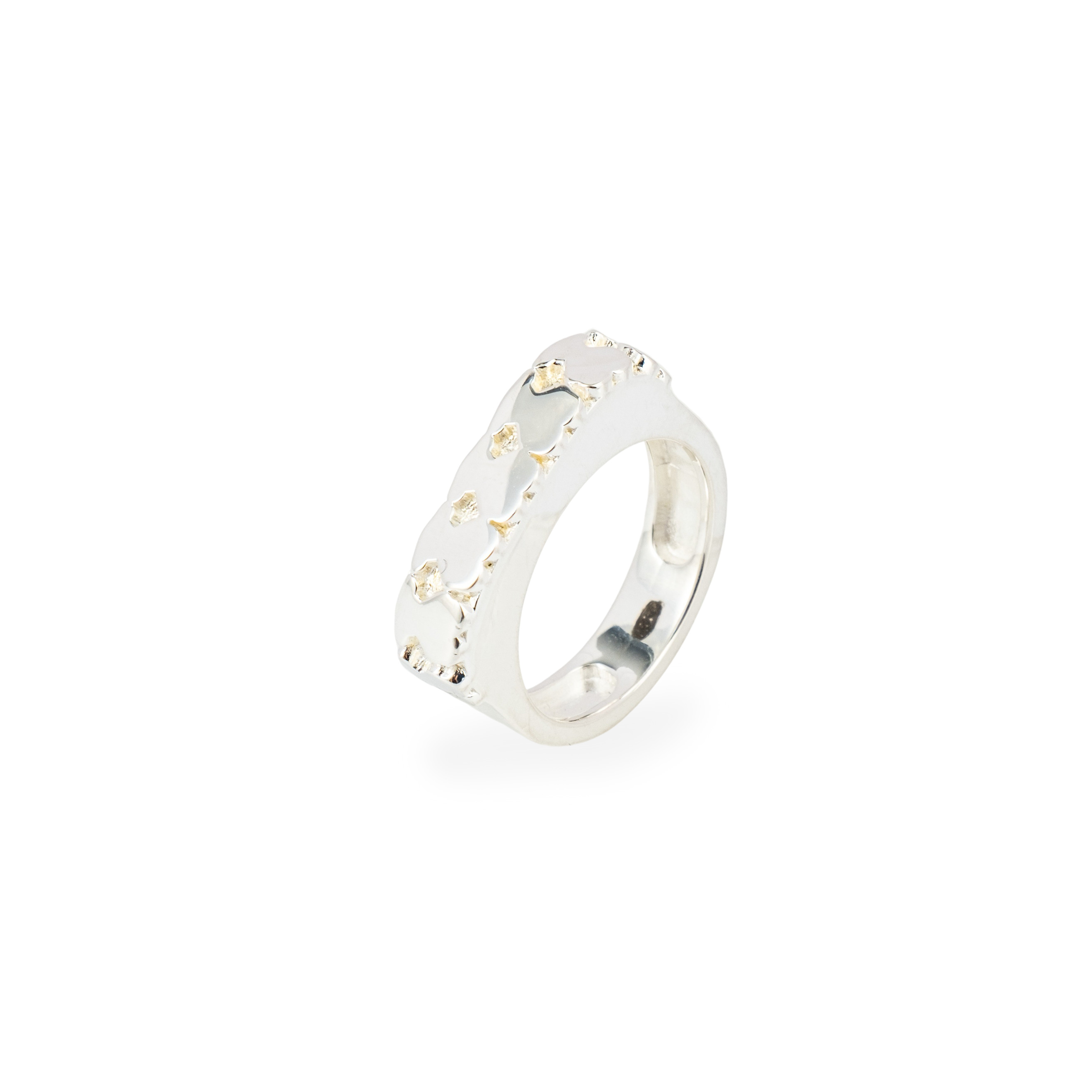 Silver Signet Ring with Straight Bears