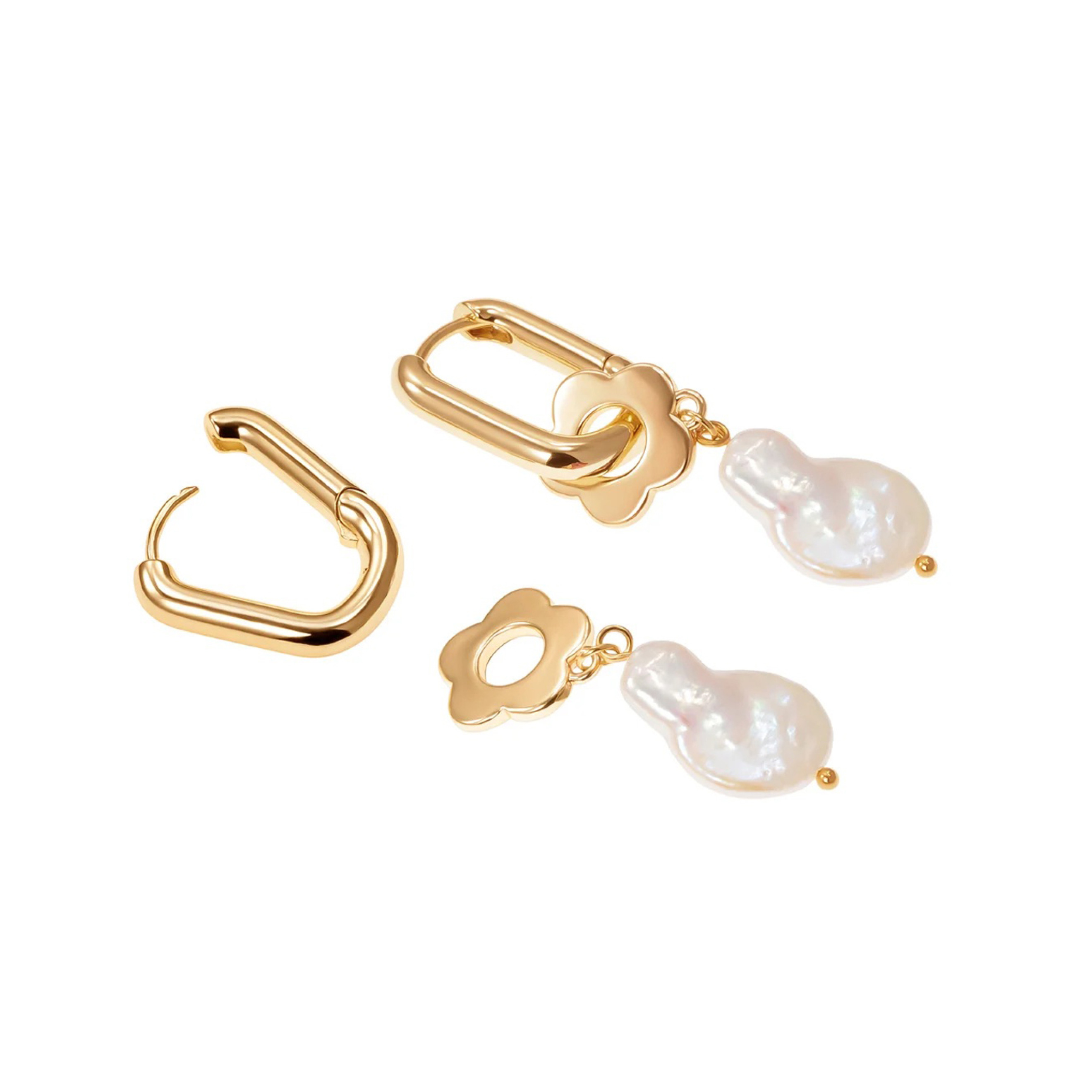 gold-tone pearl drop earrings «Crying Flowers»
