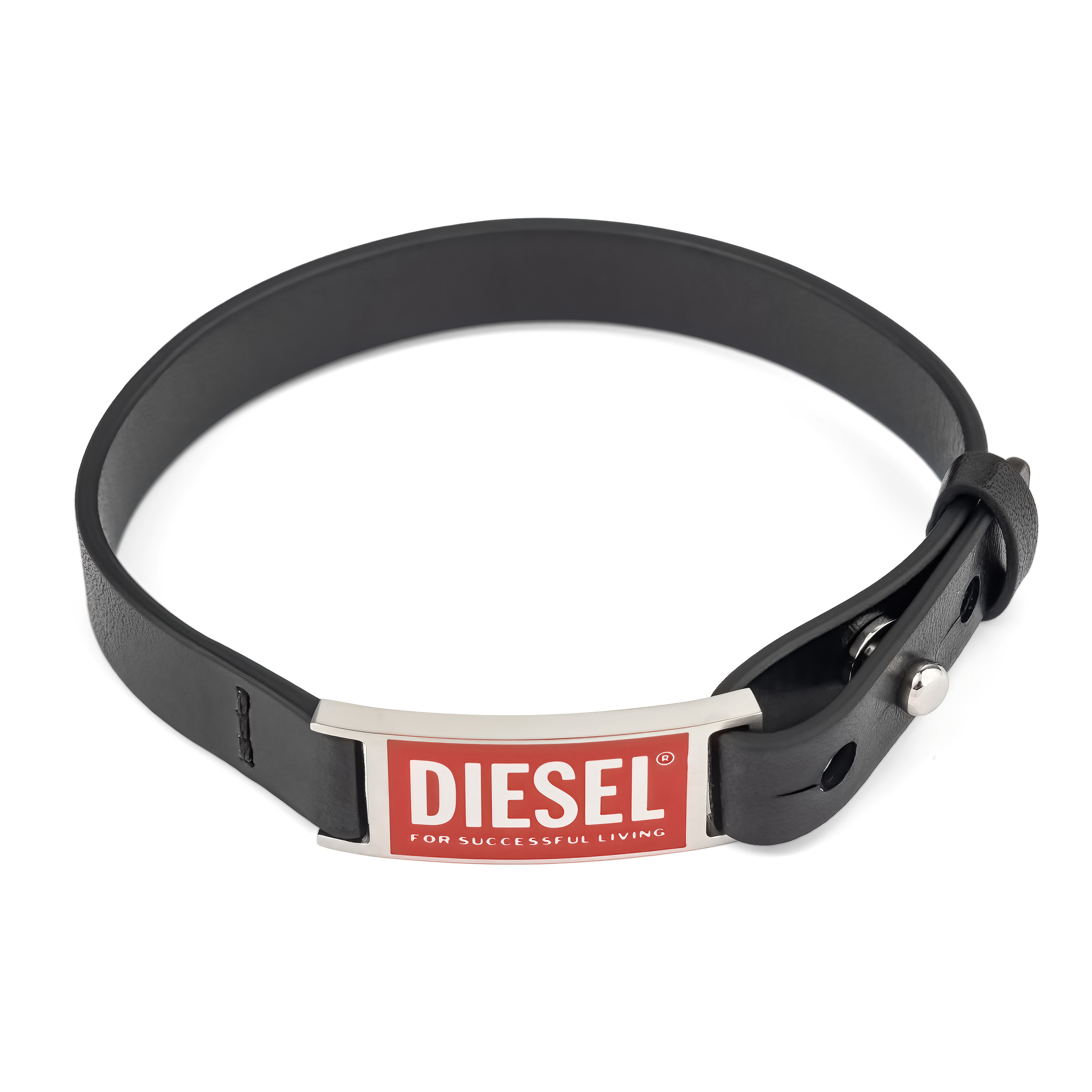 Черный кожаный браслет Diesel