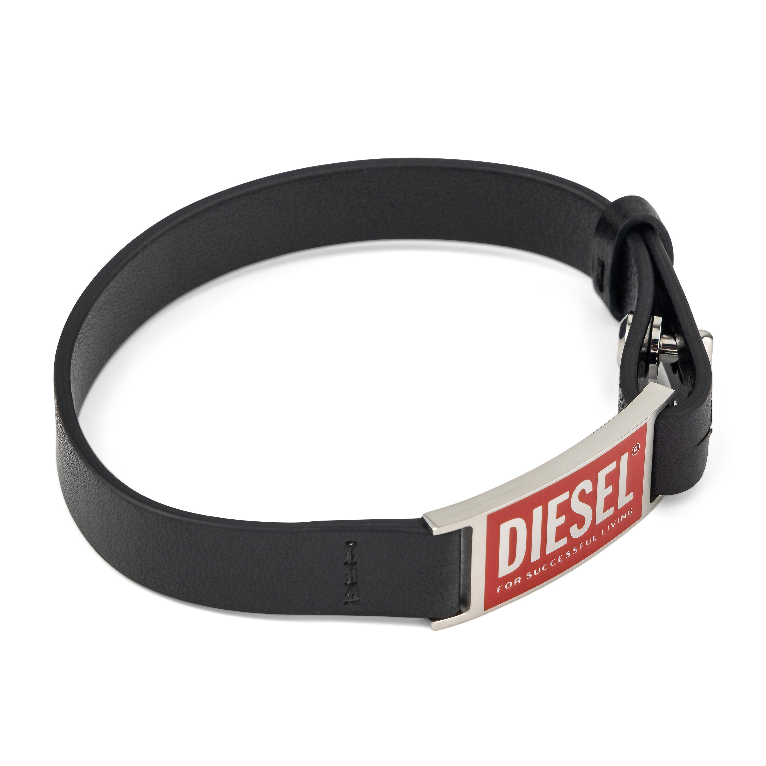 Черный кожаный браслет Diesel
