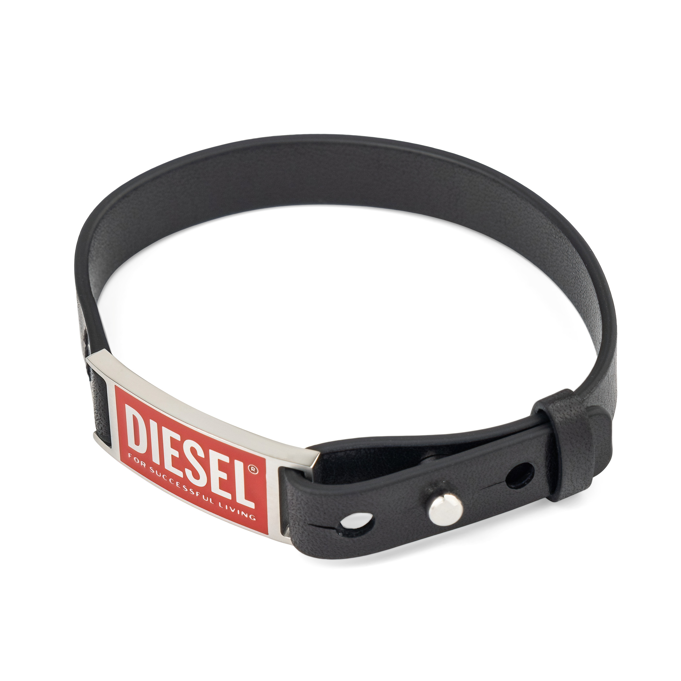 Черный кожаный браслет Diesel