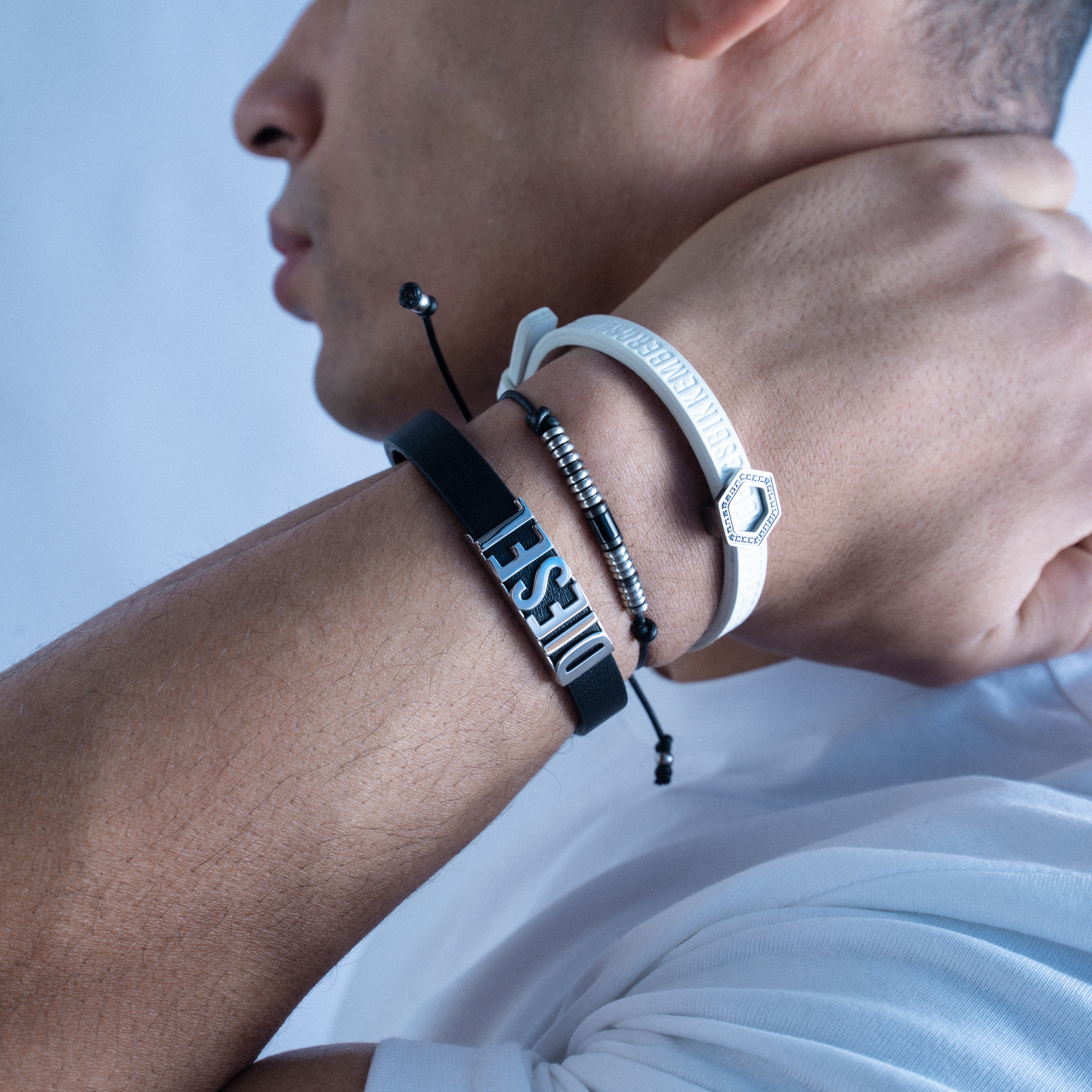 Black Leather Diesel Bracelet