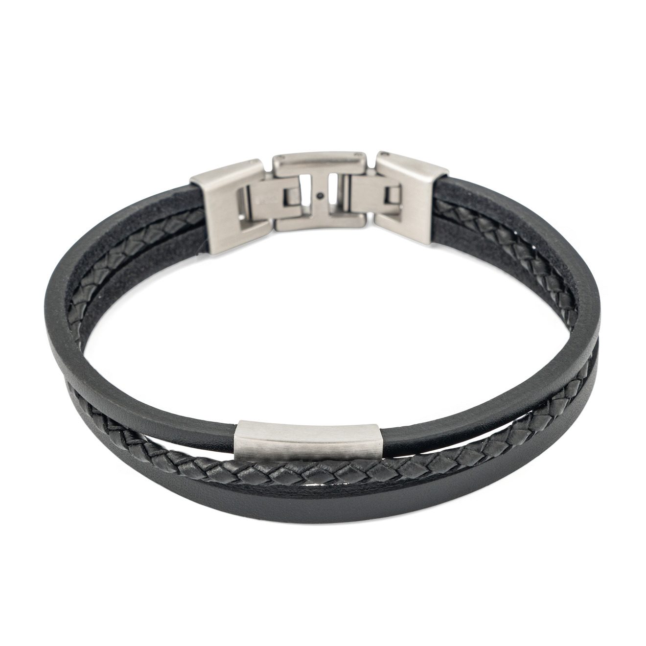 Браслеты Fossil Тройной кожаный черный браслет