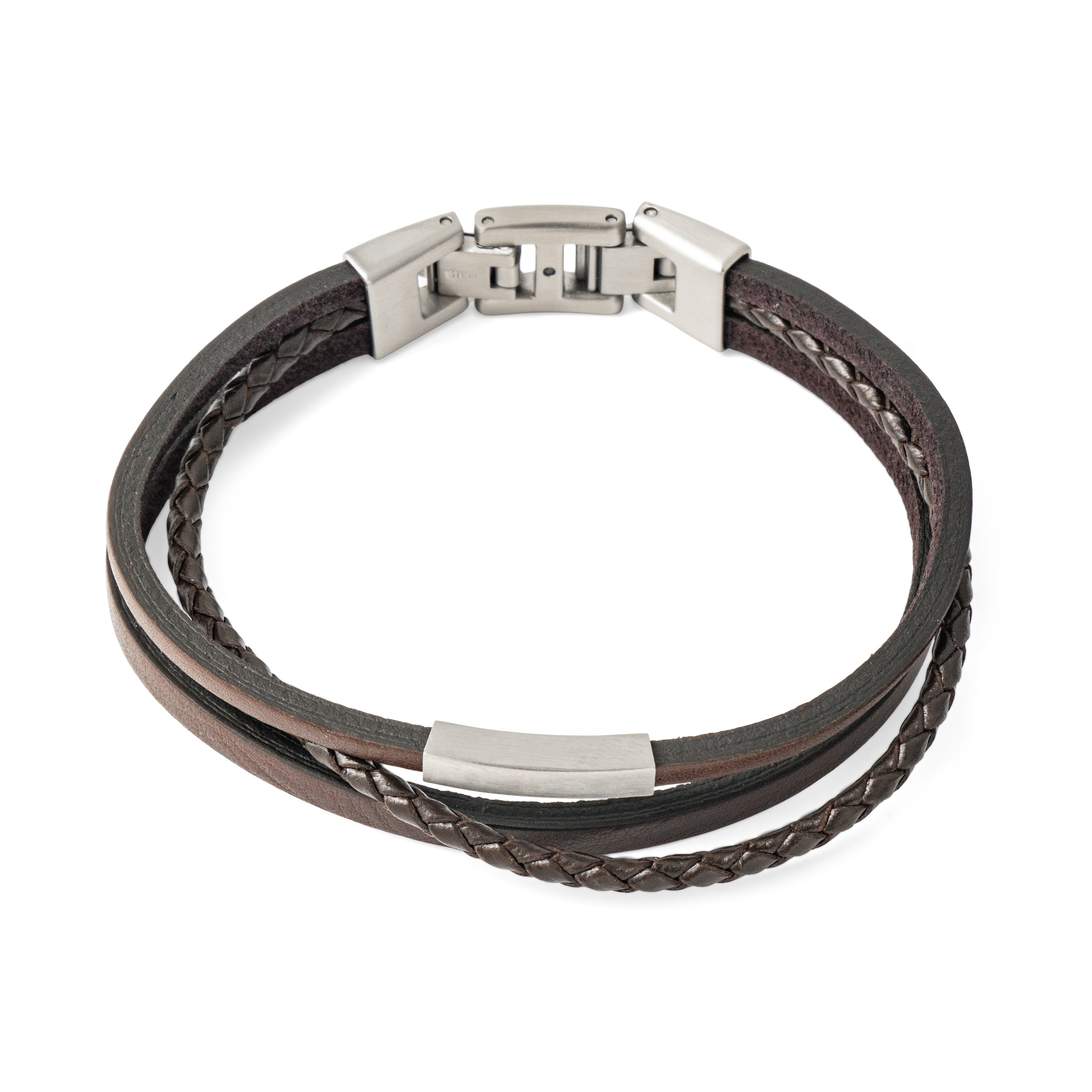 Браслеты Fossil Тройной кожаный коричневый браслет