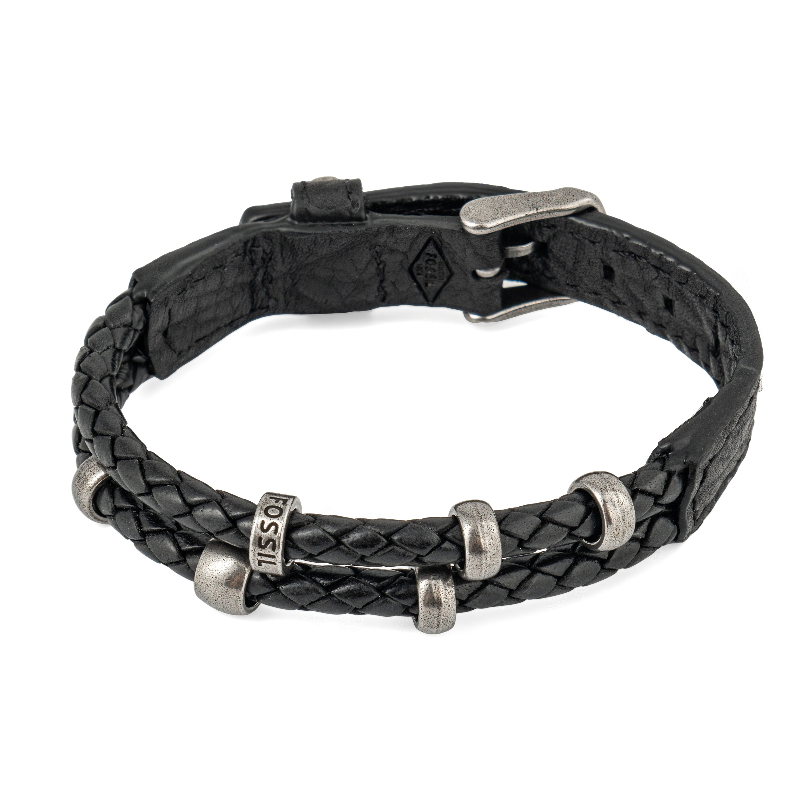 Двойной кожаный черный браслет-ремешок – купить в интернет-магазине PoisonDrop, артикул 46455.