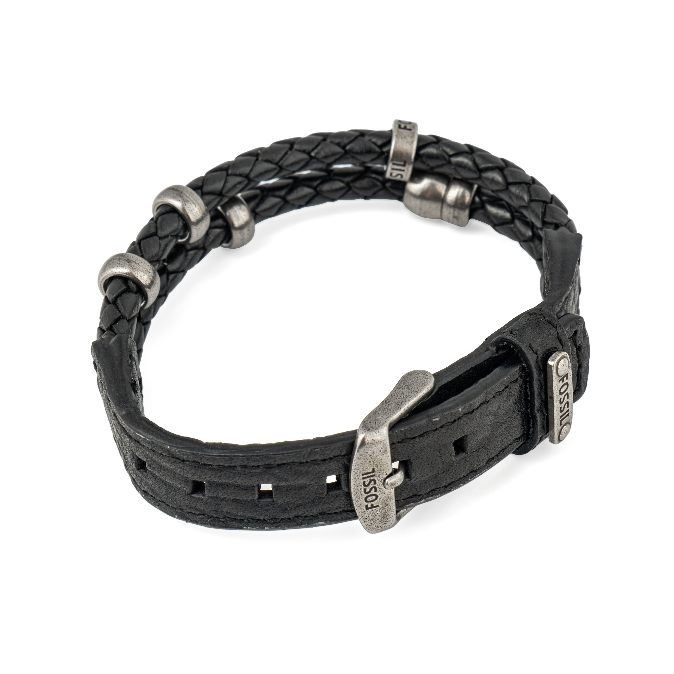 Double Leather Black Strap Bracelet