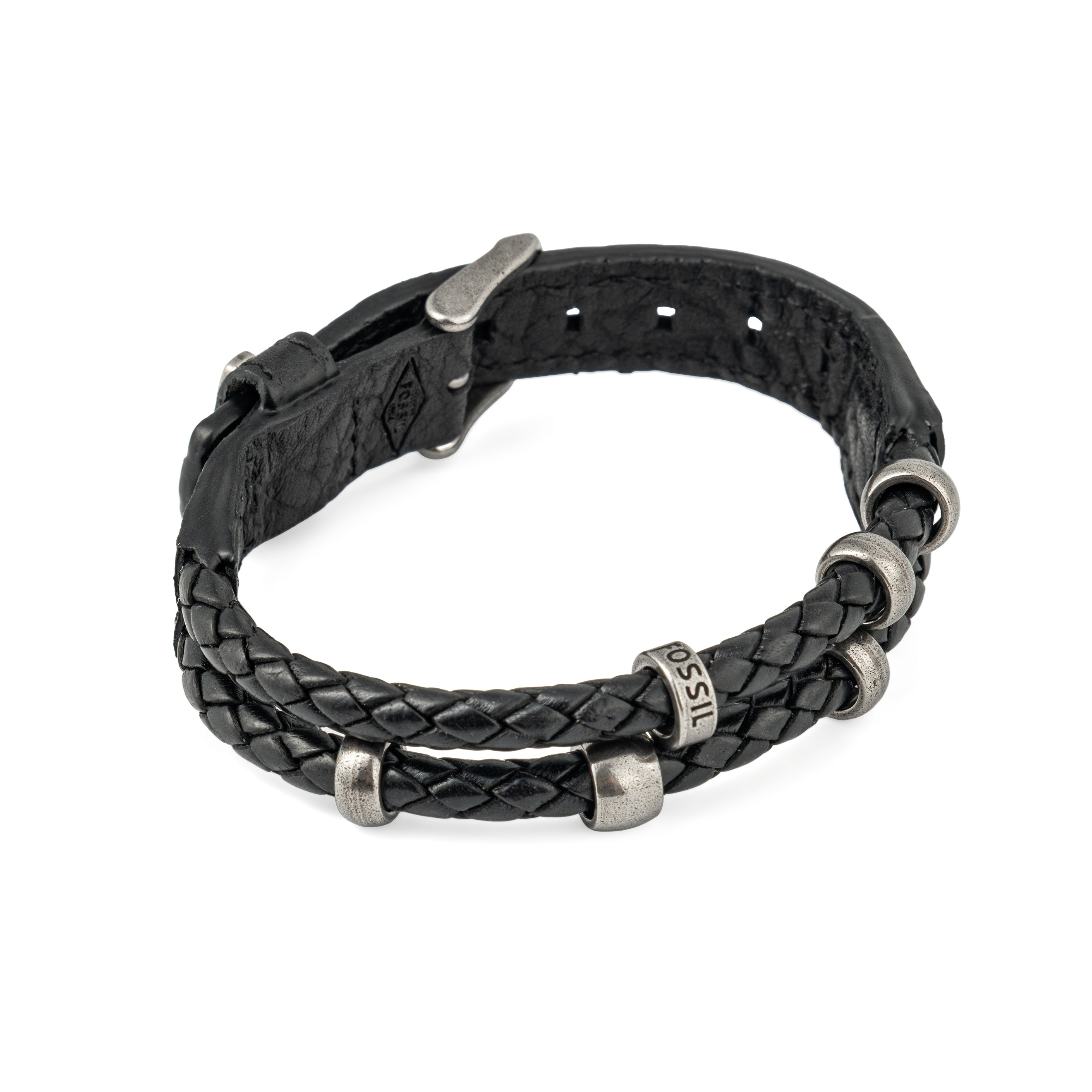 Double Leather Black Strap Bracelet