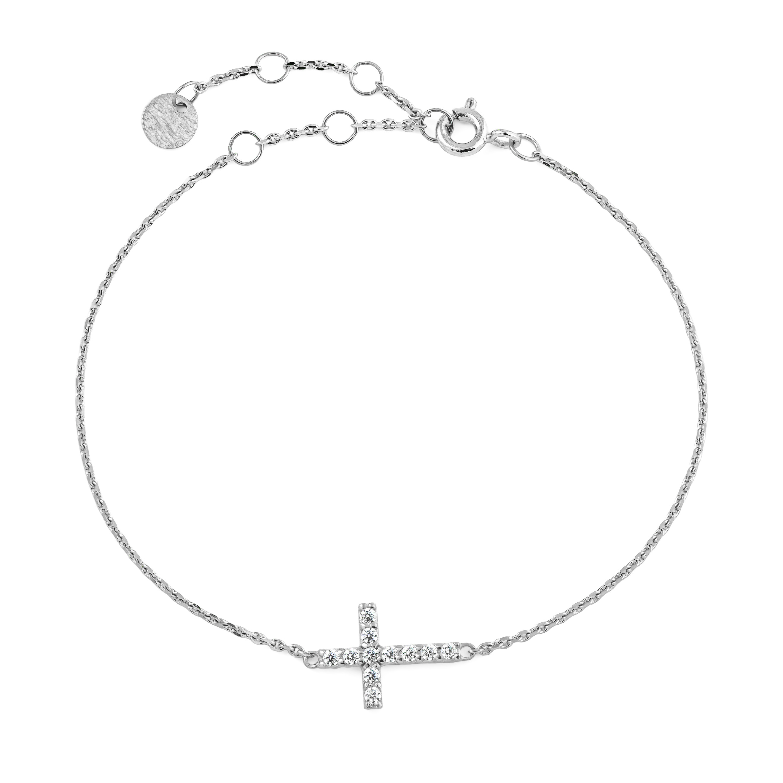 Bracelet with a cross with white gold stones