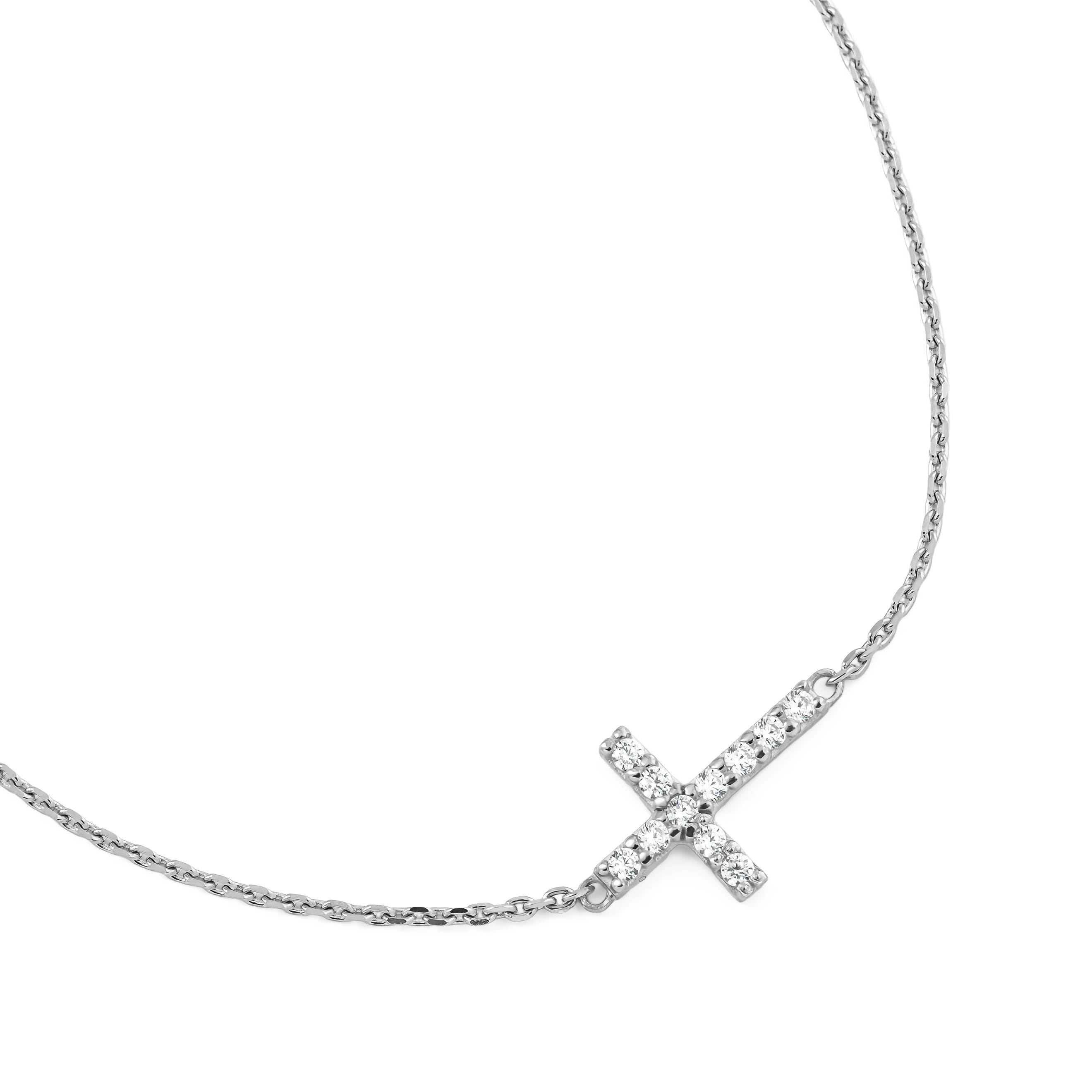 Bracelet with a cross with white gold stones