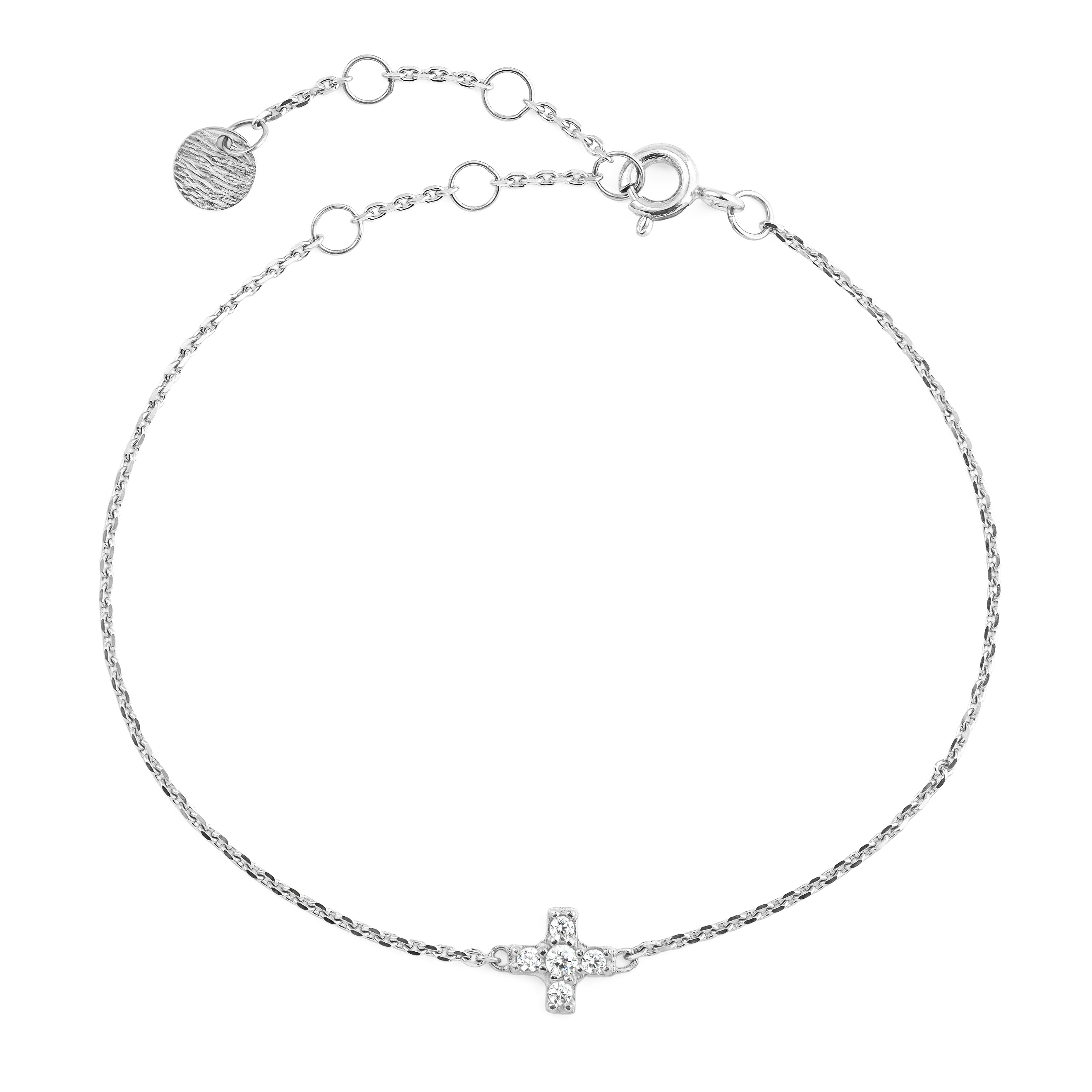Bracelet with a small cross with white gold stones