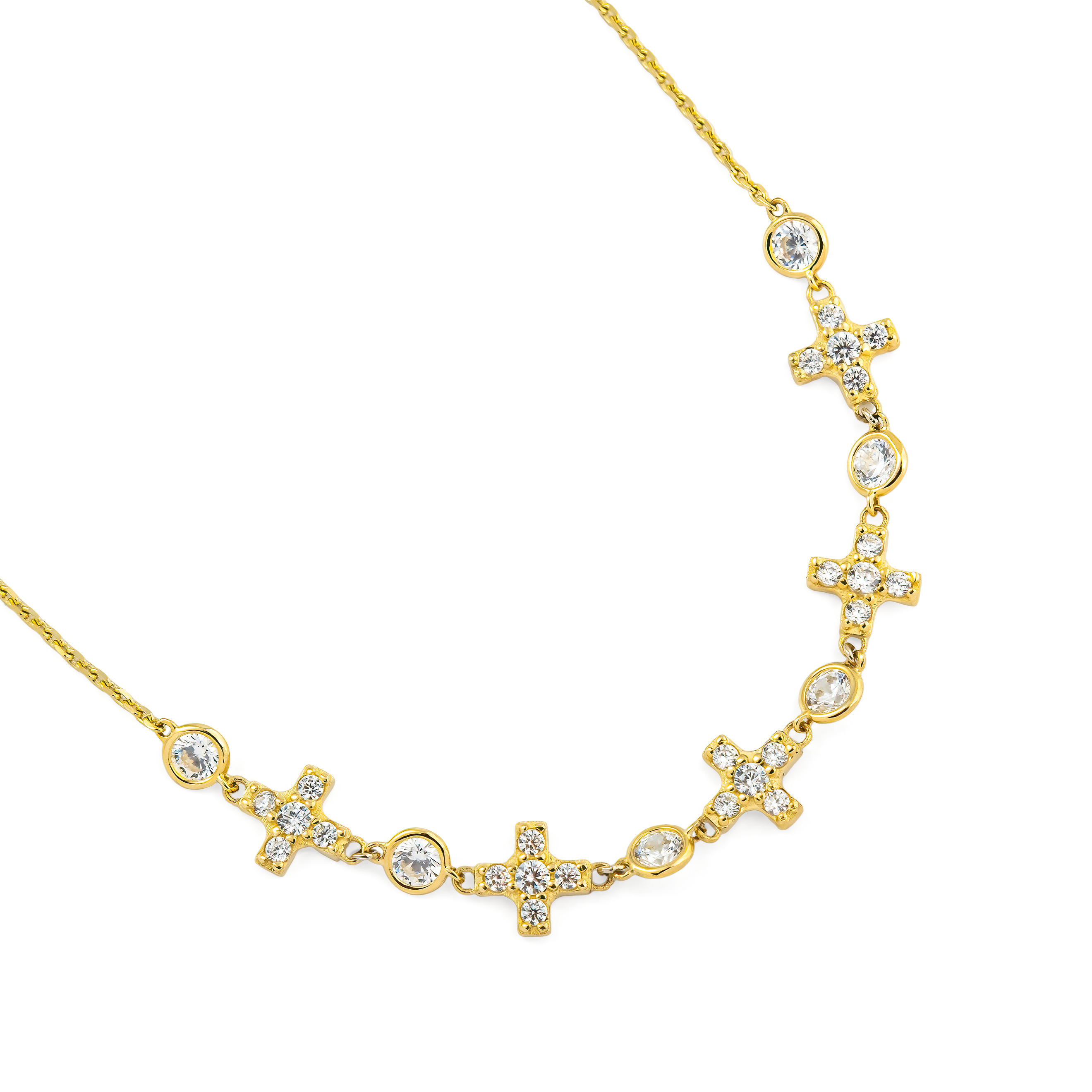 Choker with circles and small crosses in yellow gold