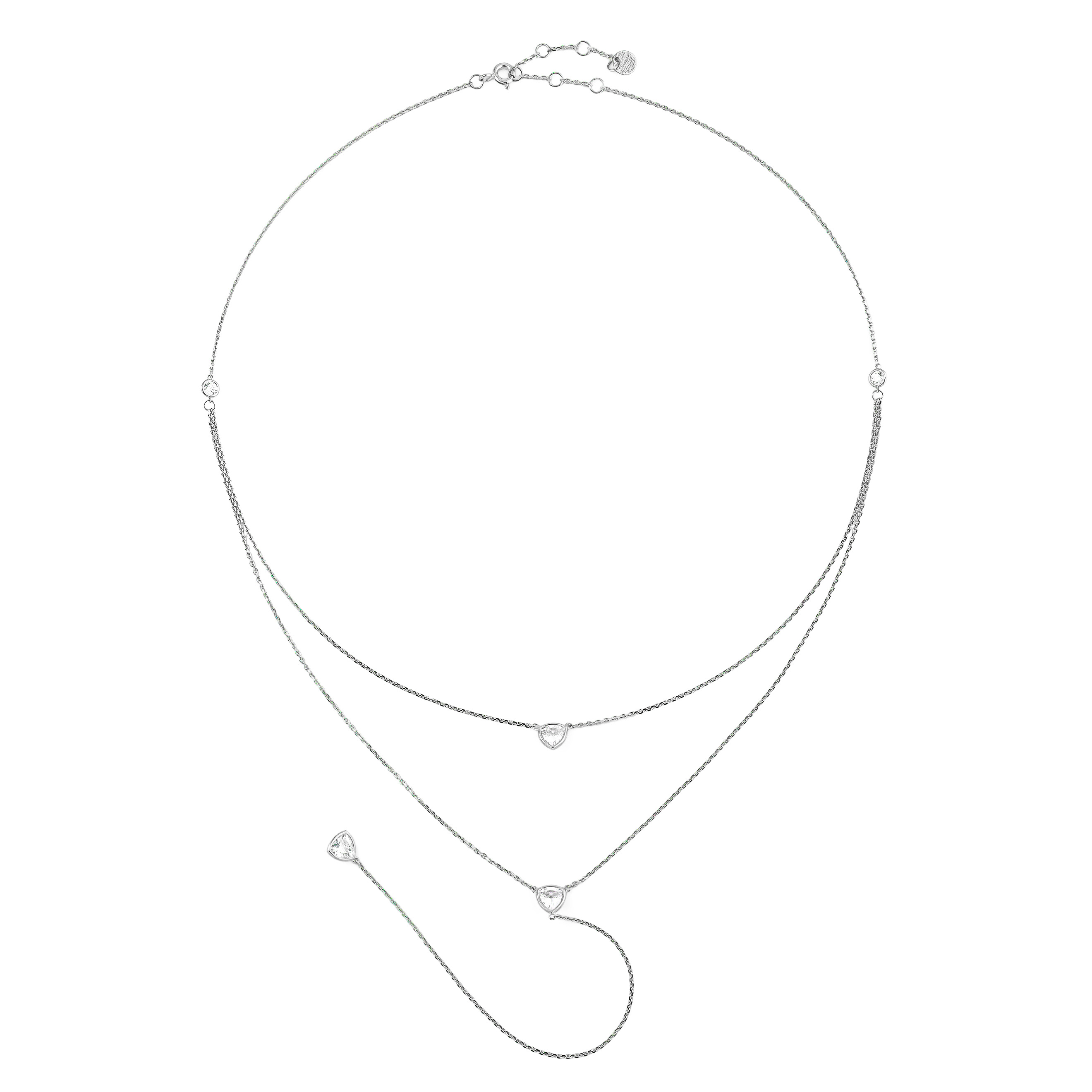Double necklace-tie in trillions of white gold