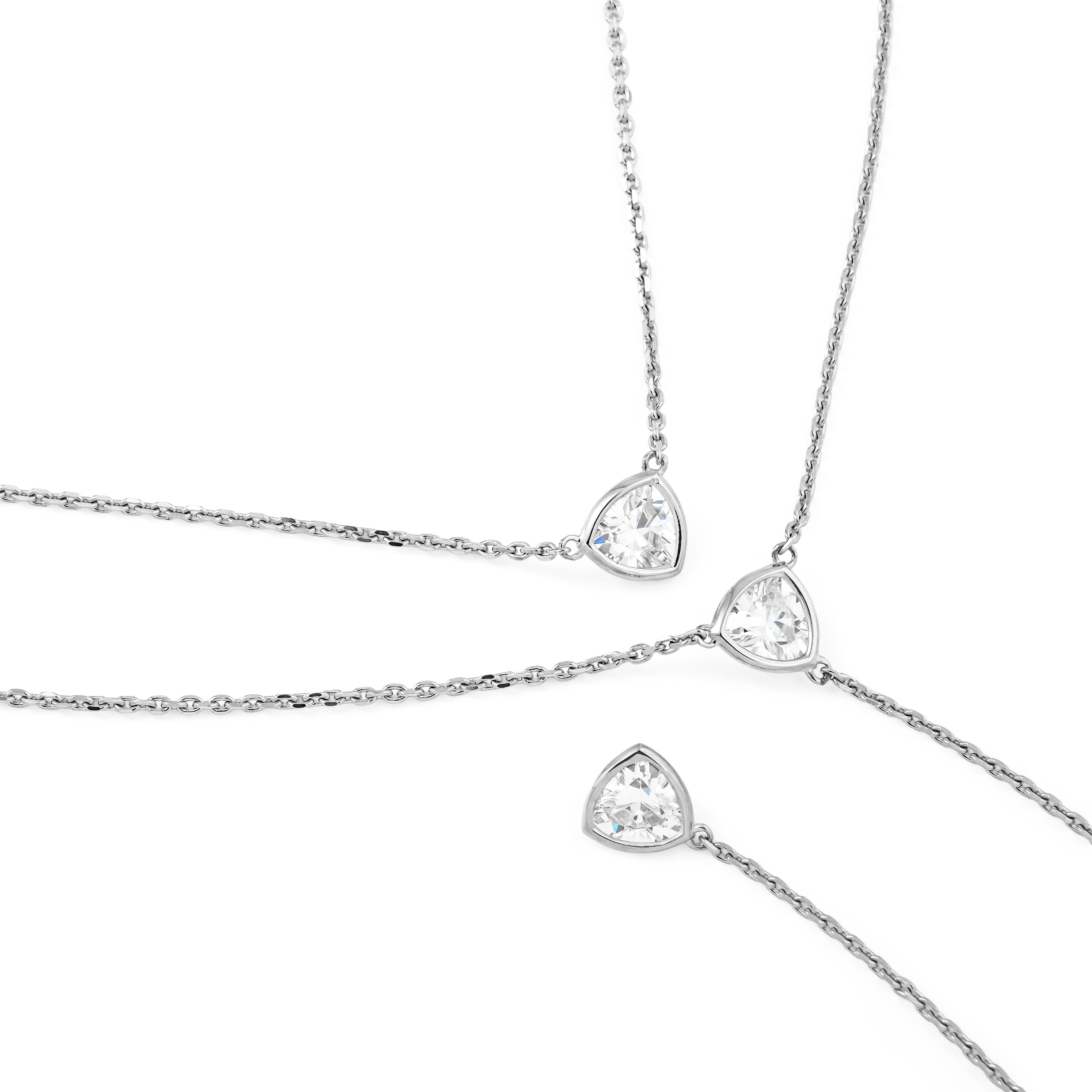Double necklace-tie in trillions of white gold