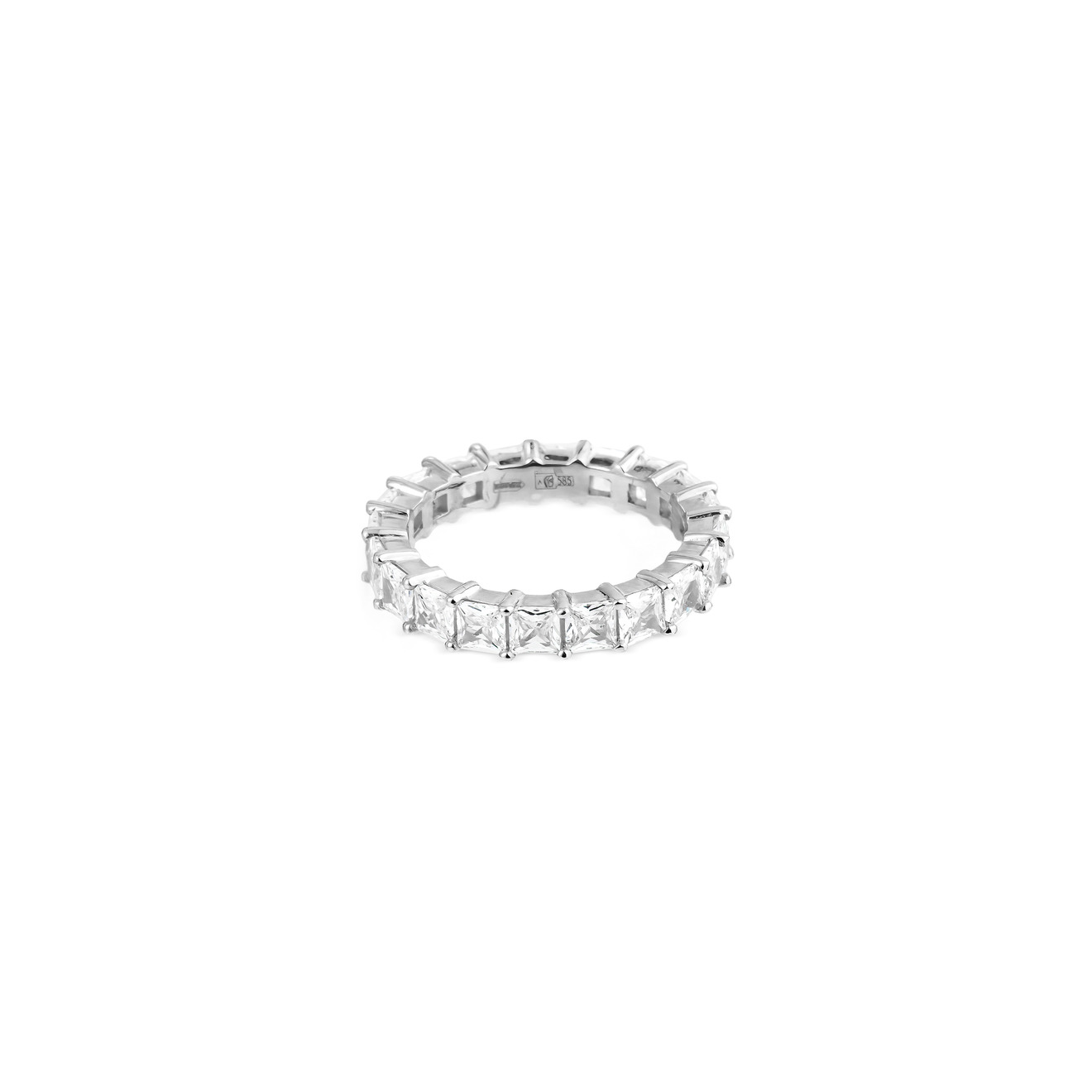 кольцо с полудрагоценными камнями из белого золота valtera 55032 35.02 Кольцо из белого золота с камнями в огранке «Принцесса»