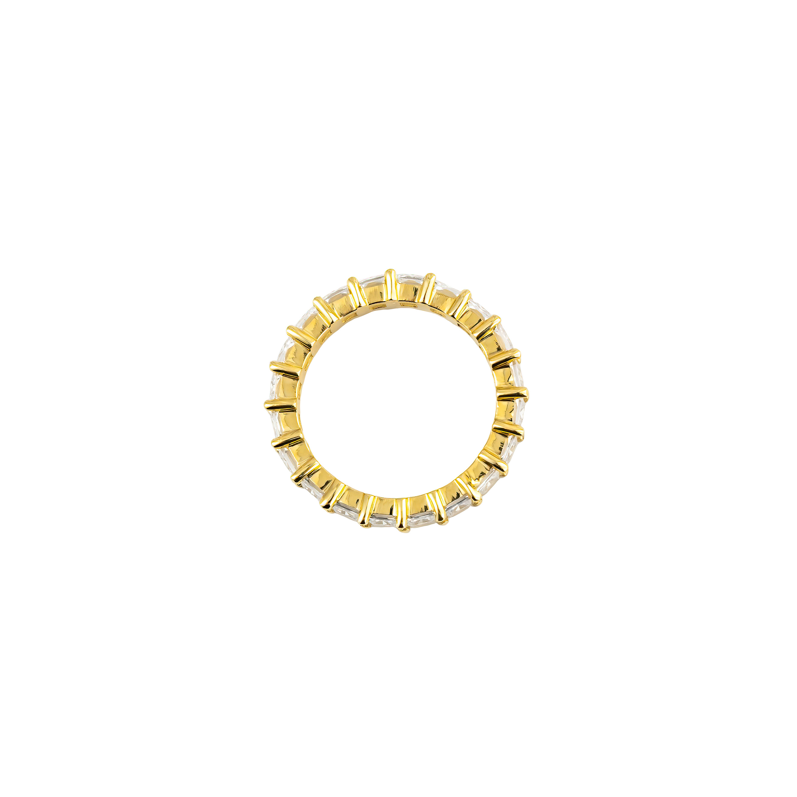 Ring with cut stones "Princess" in yellow gold