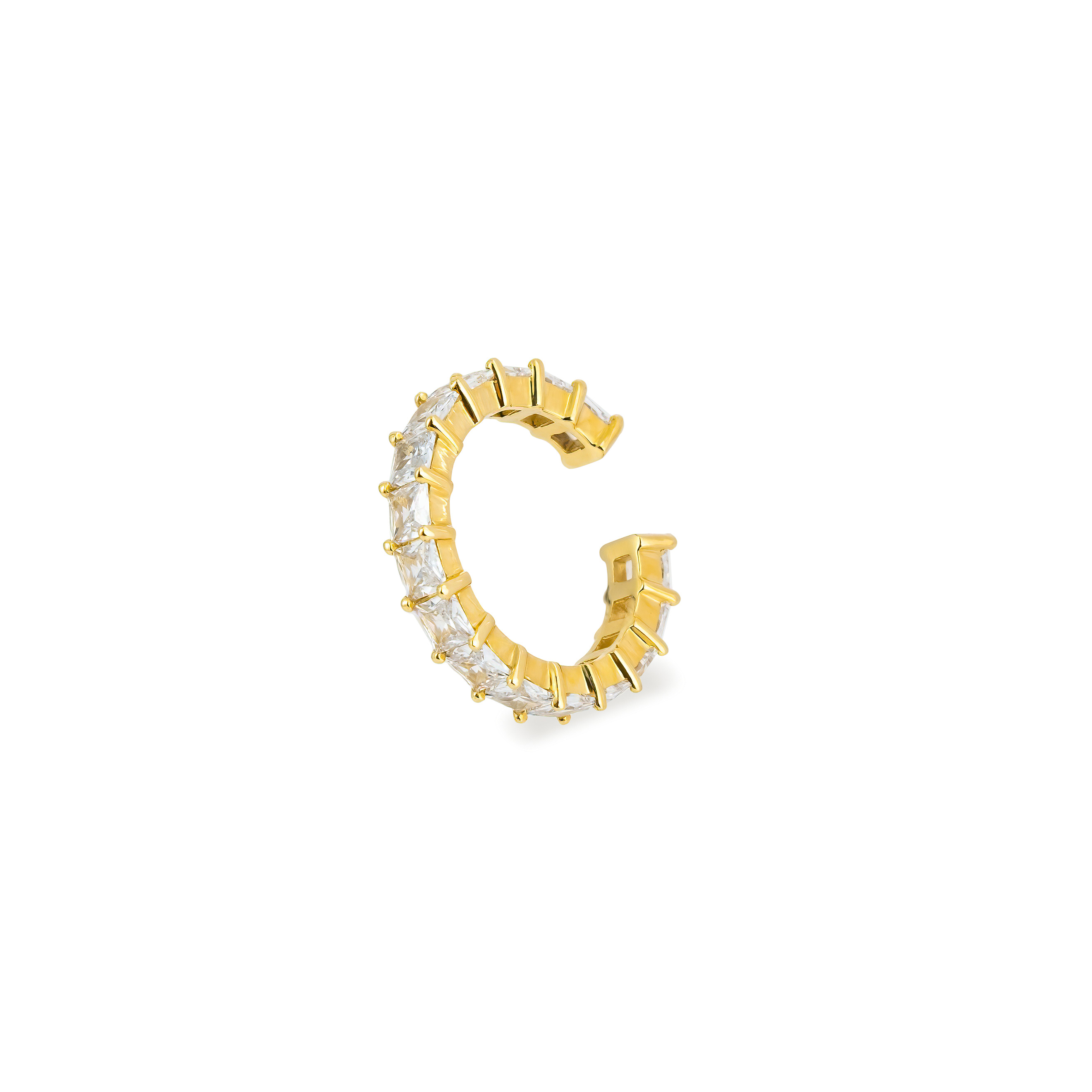 Yellow Gold Princess Cut Stones Cuff