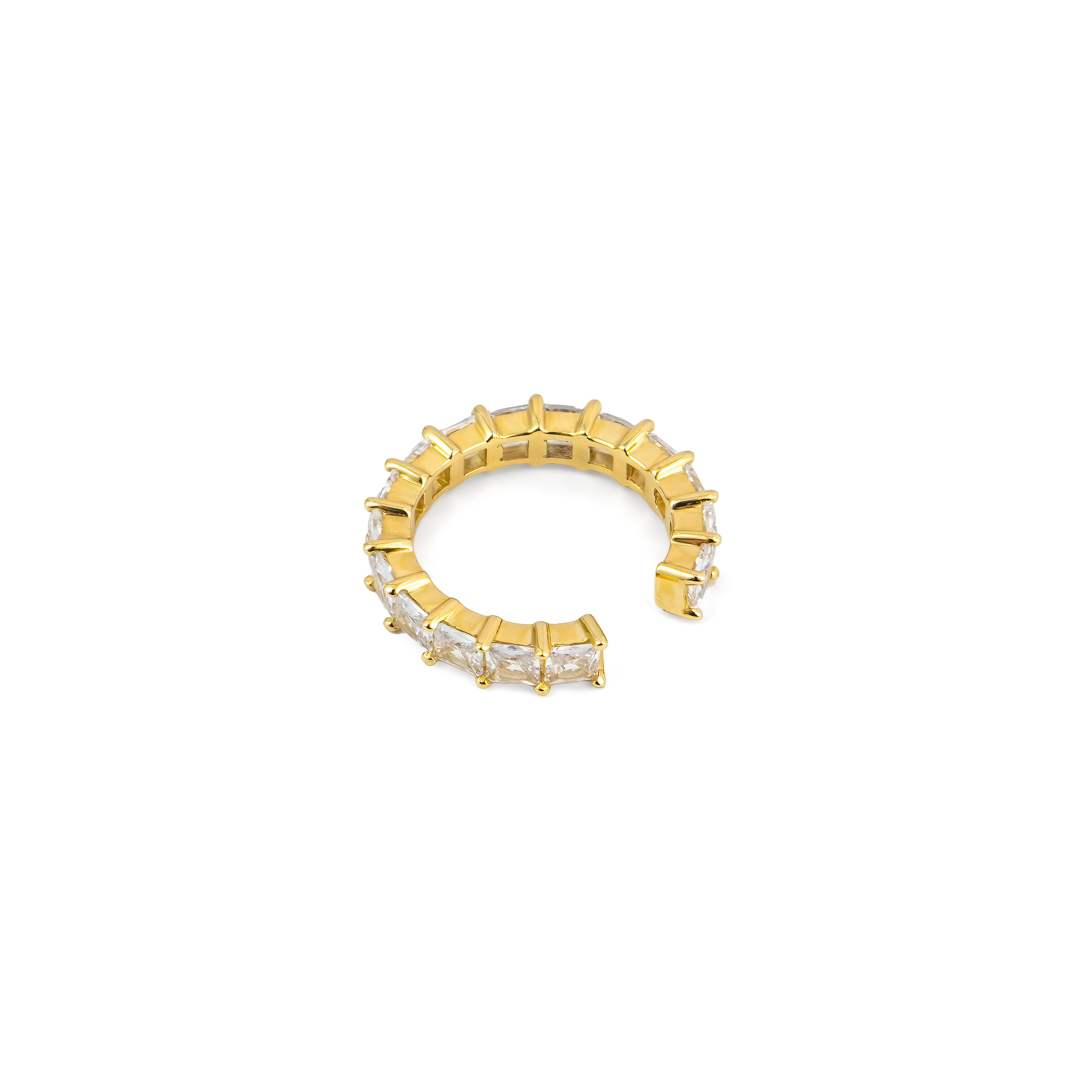 Yellow Gold Princess Cut Stones Cuff