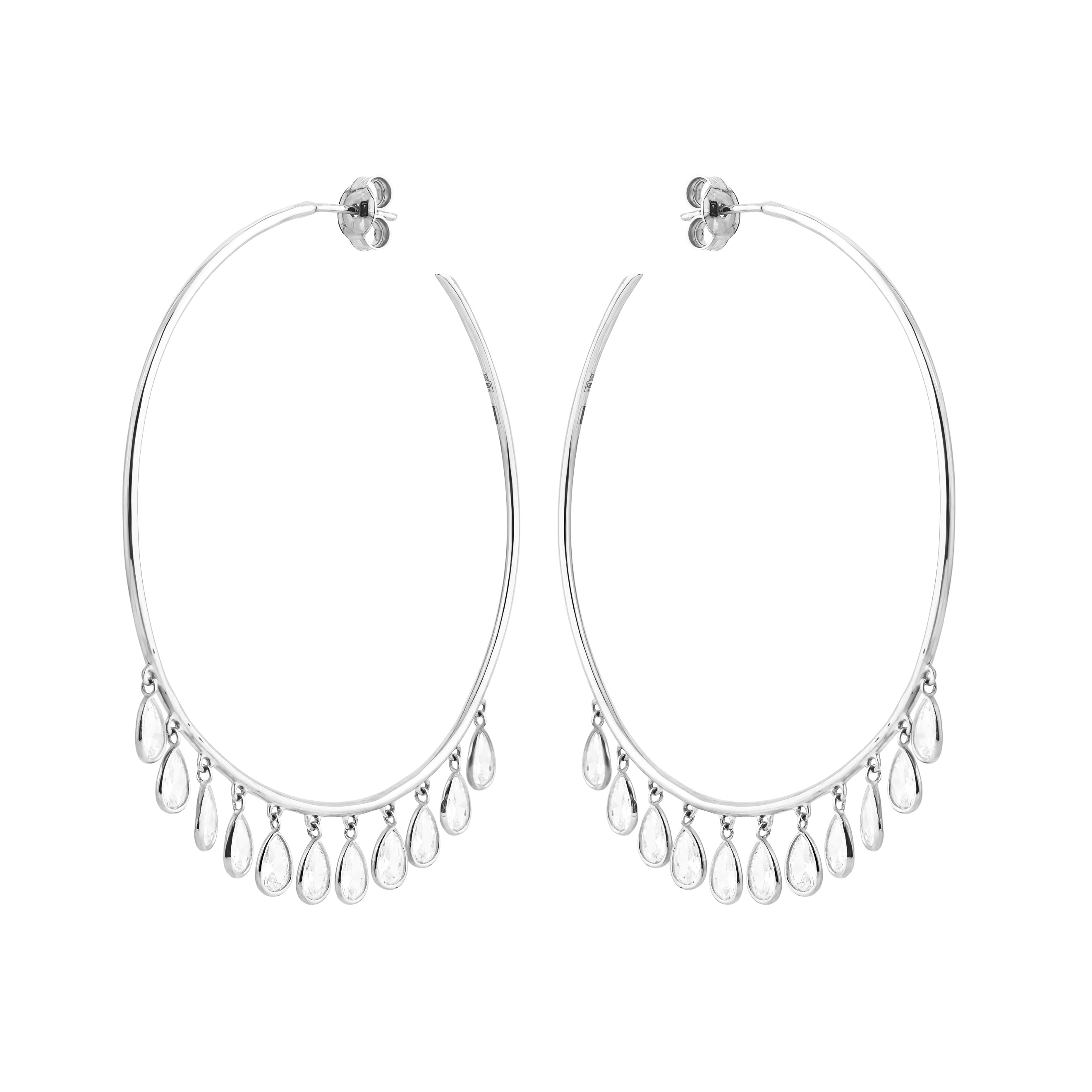 Congo earrings with caste pendants pear in white gold