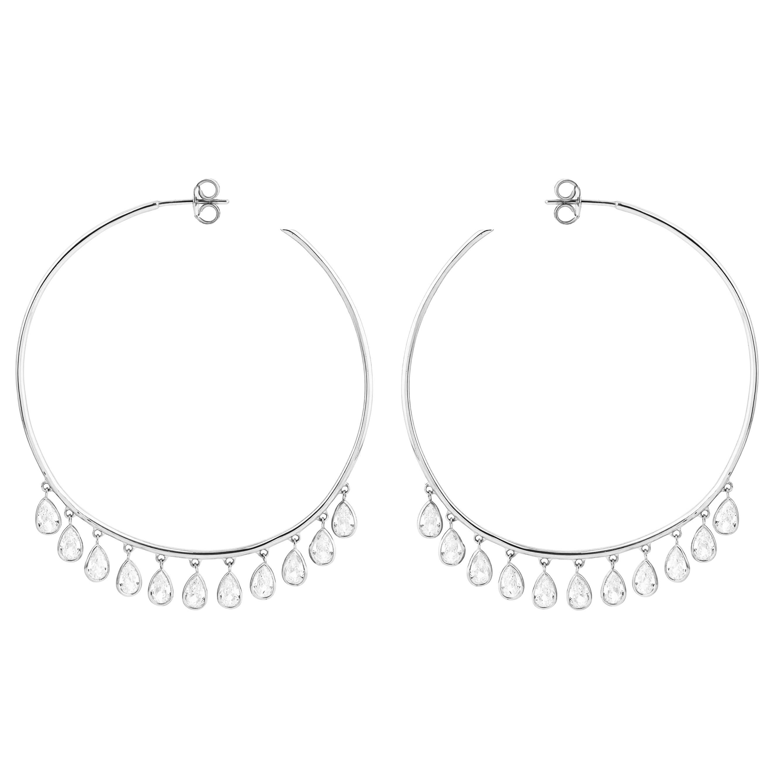 Congo earrings with caste pendants pear in white gold