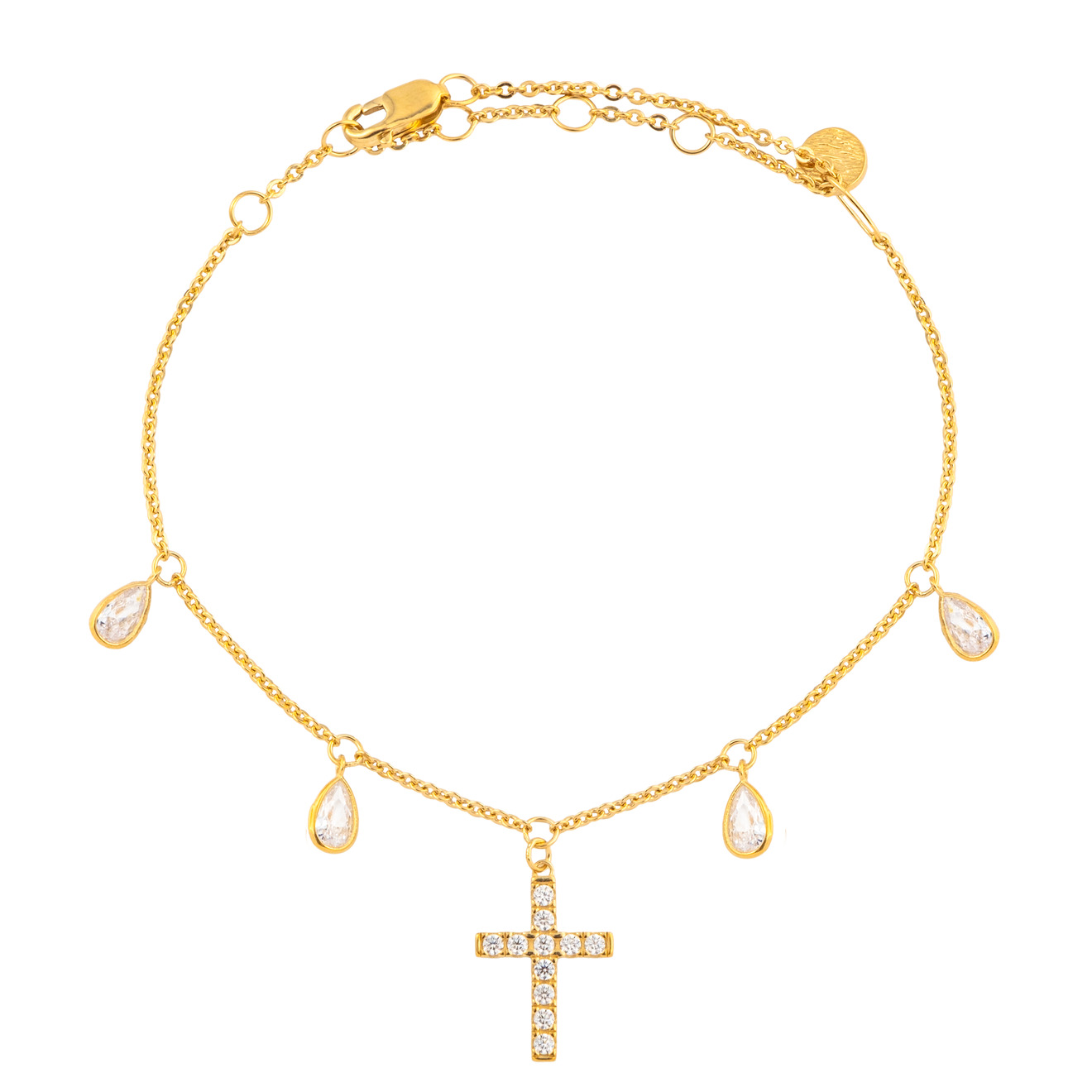 SKYE Позолоченный браслет с крестом и грушами skye позолоченный чокер с крестом кругами и грушами